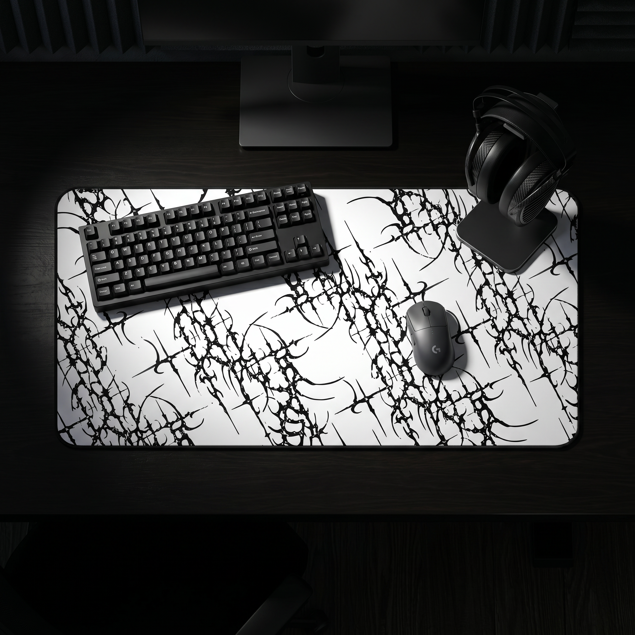 Sigil Pattern – White Desk Mat – Cyber Sigil Mouse Pad