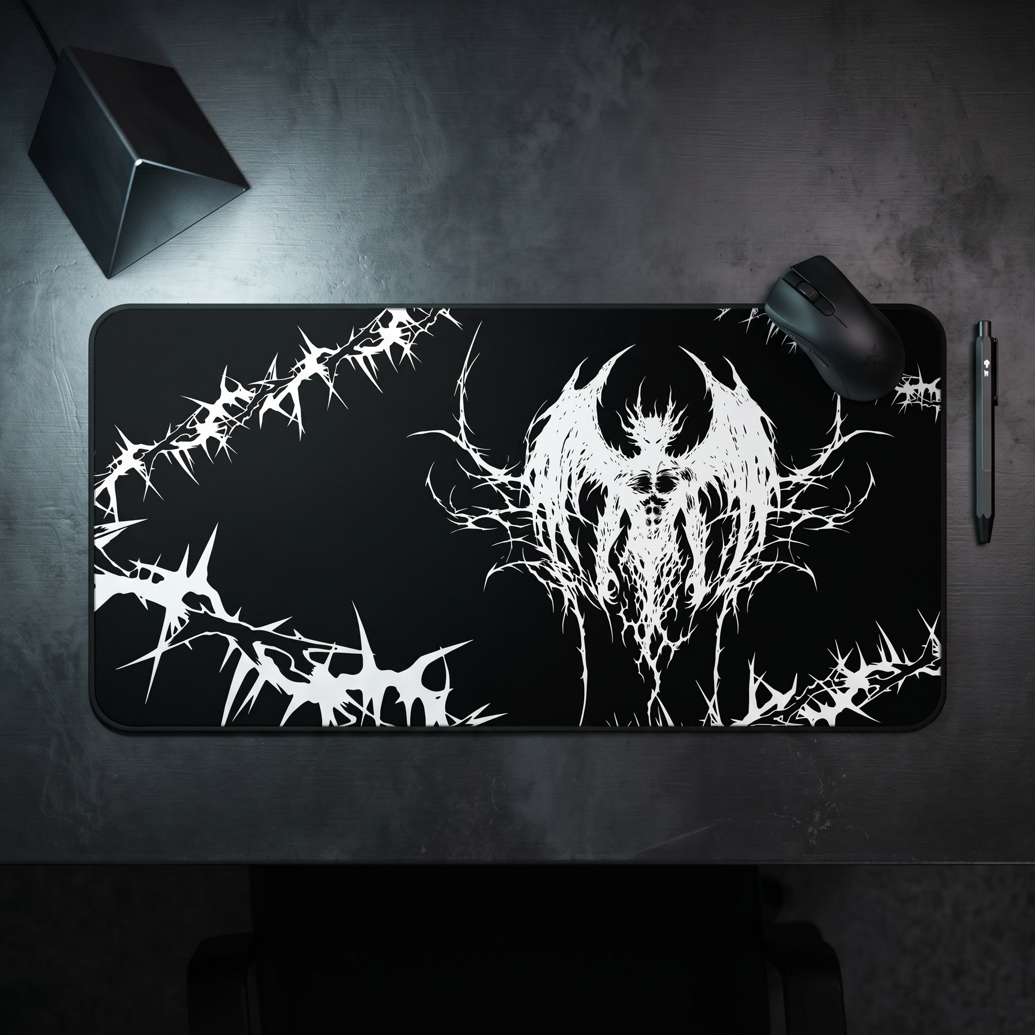 Eternal Prison – Black Desk Mat – Cyber Sigil Demon Mouse Pad