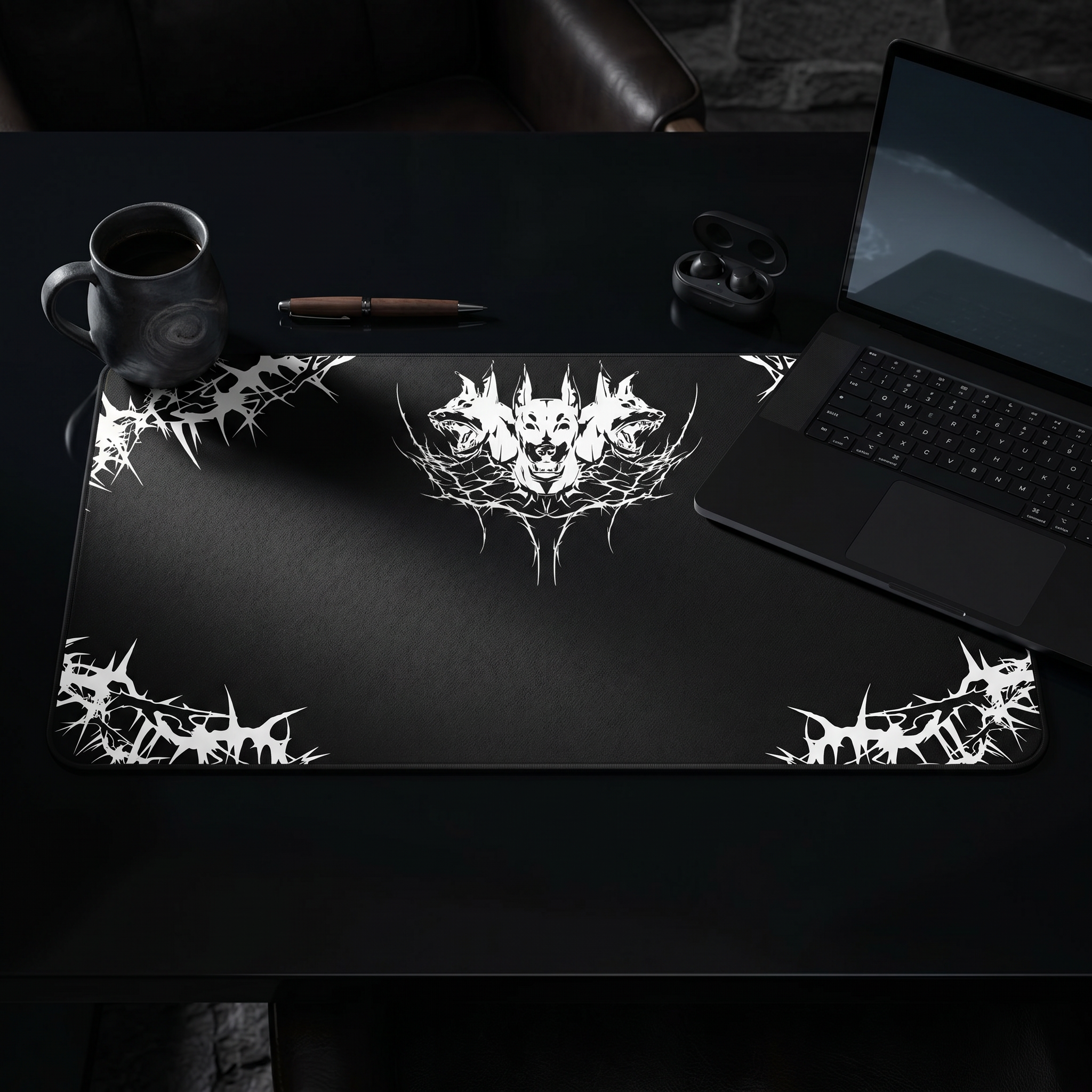 Hell Hounds – Black Desk Mat – Cyber Sigil Hellhound Mouse Pad