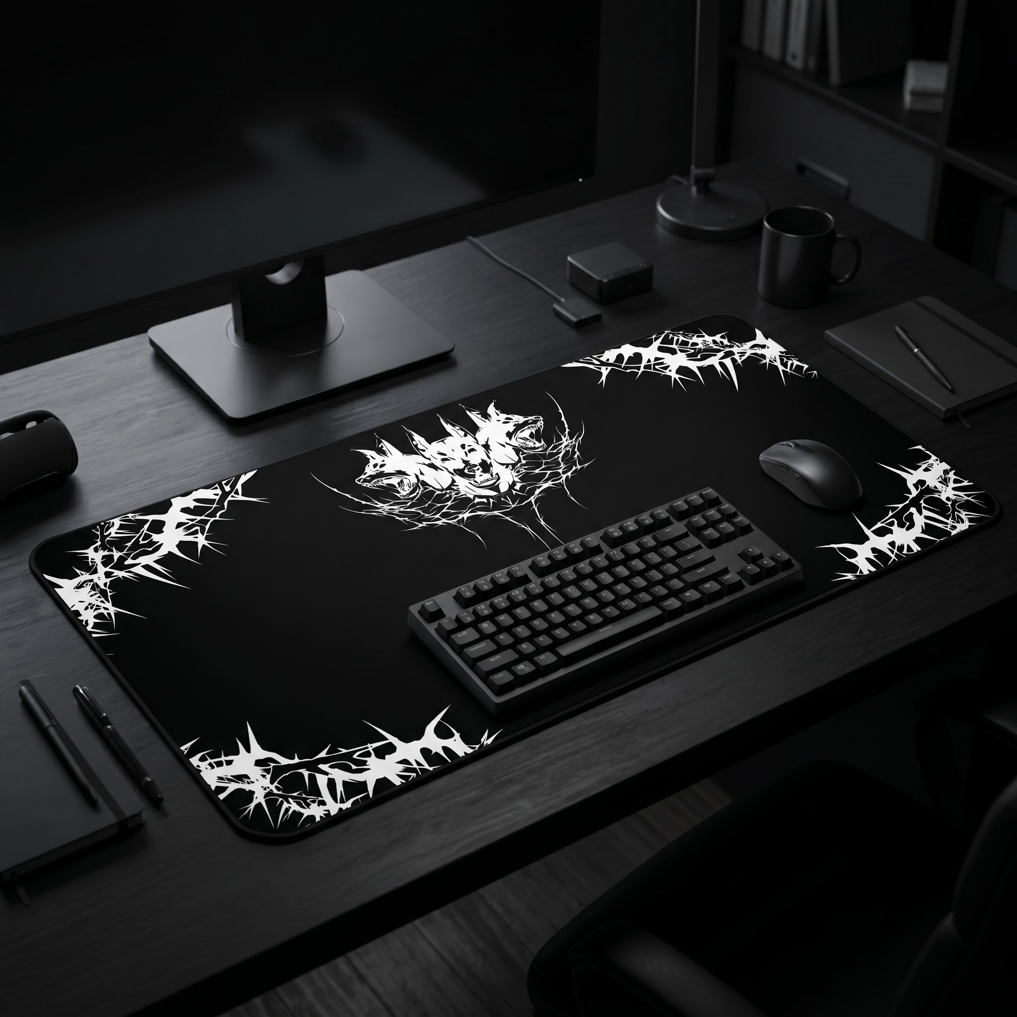 Hell Hounds – Black Desk Mat – Cyber Sigil Hellhound Mouse Pad