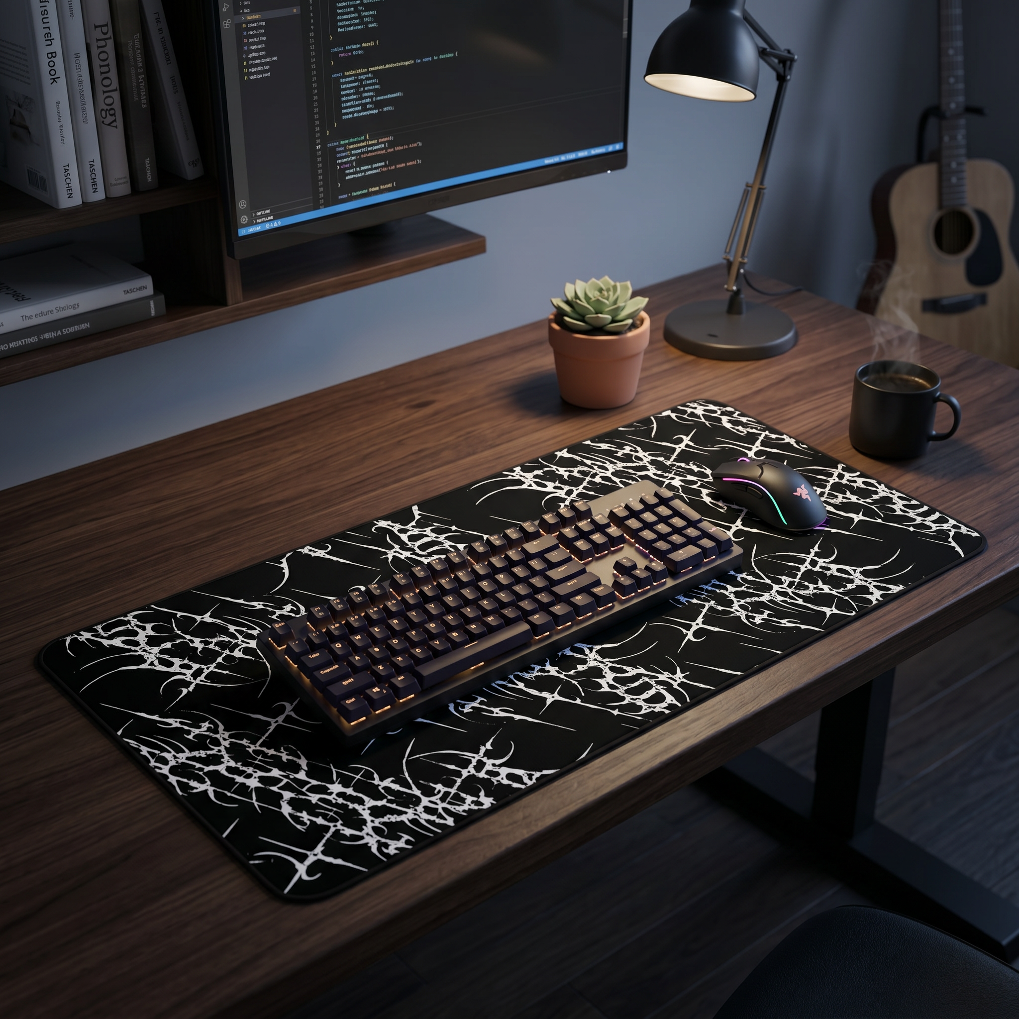 Sigil Pattern – Black Desk Mat – Cyber Sigil Mouse Pad