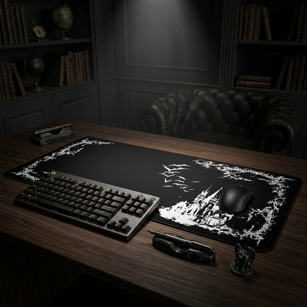 Vampire Castle – Black Desk Mat – Gothic Mouse Pad