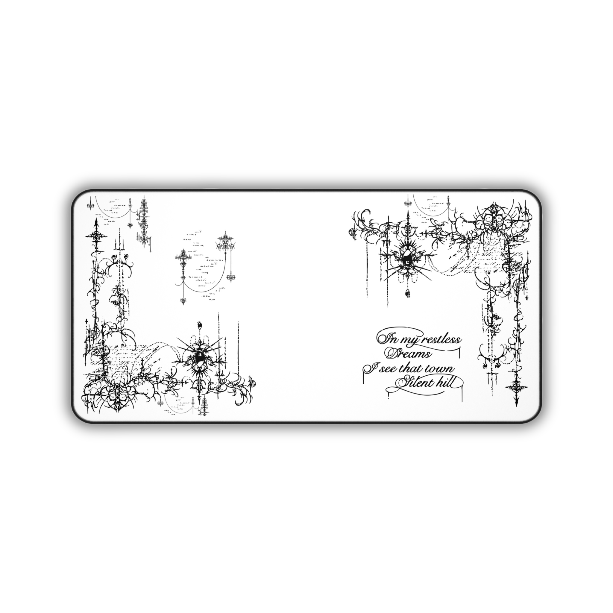 Restless Dreams – White Desk Mat – Gothic Mouse Pad