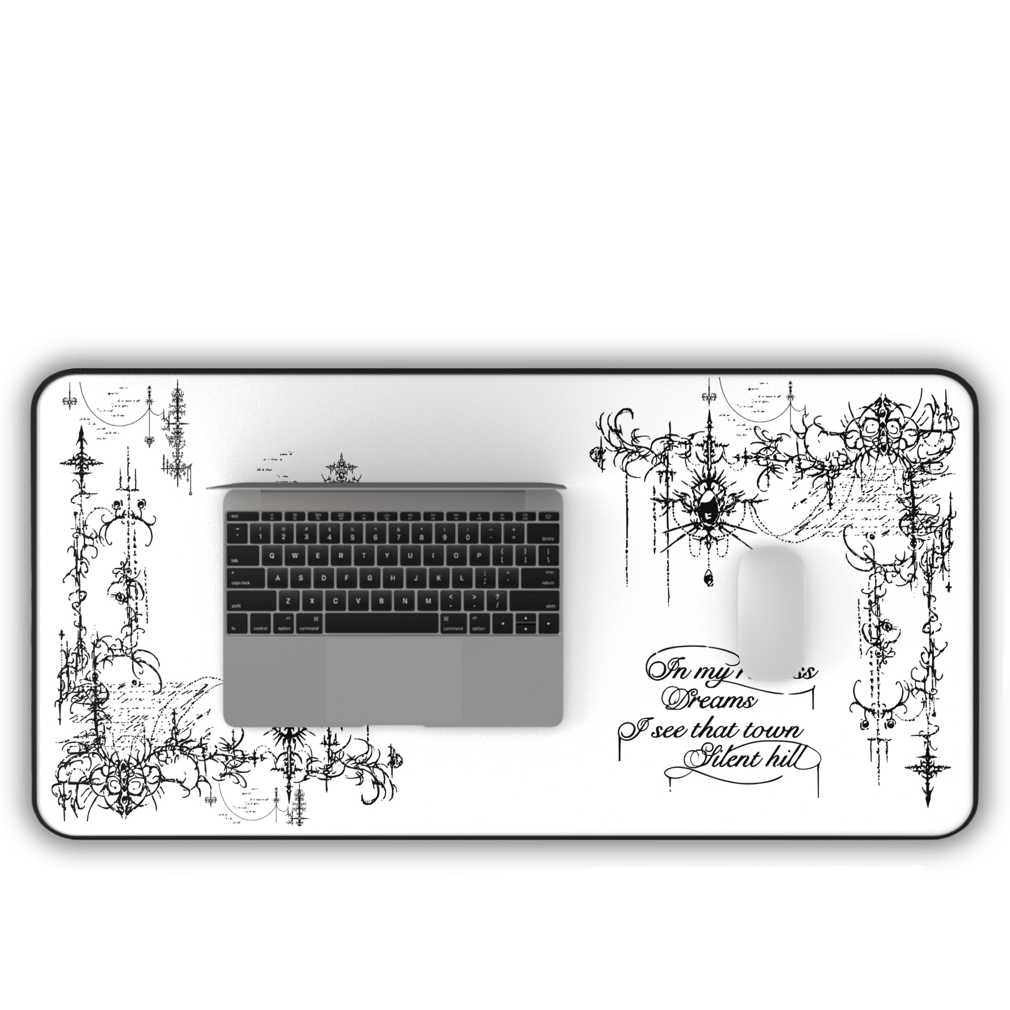 Restless Dreams – White Desk Mat – Gothic Mouse Pad