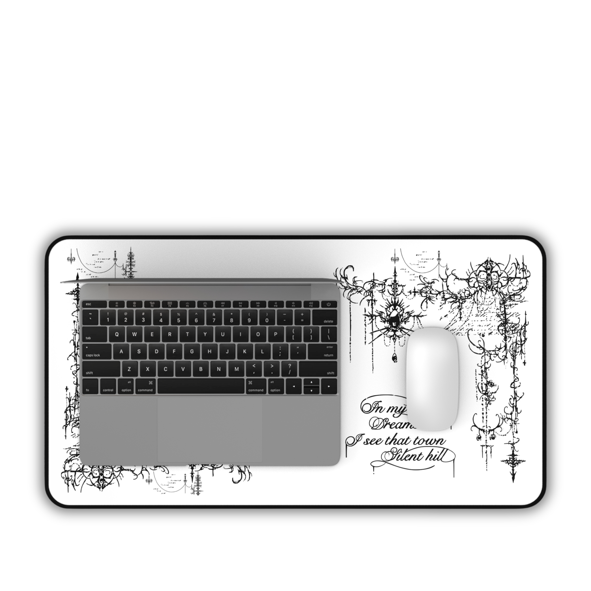 Restless Dreams – White Desk Mat – Gothic Mouse Pad