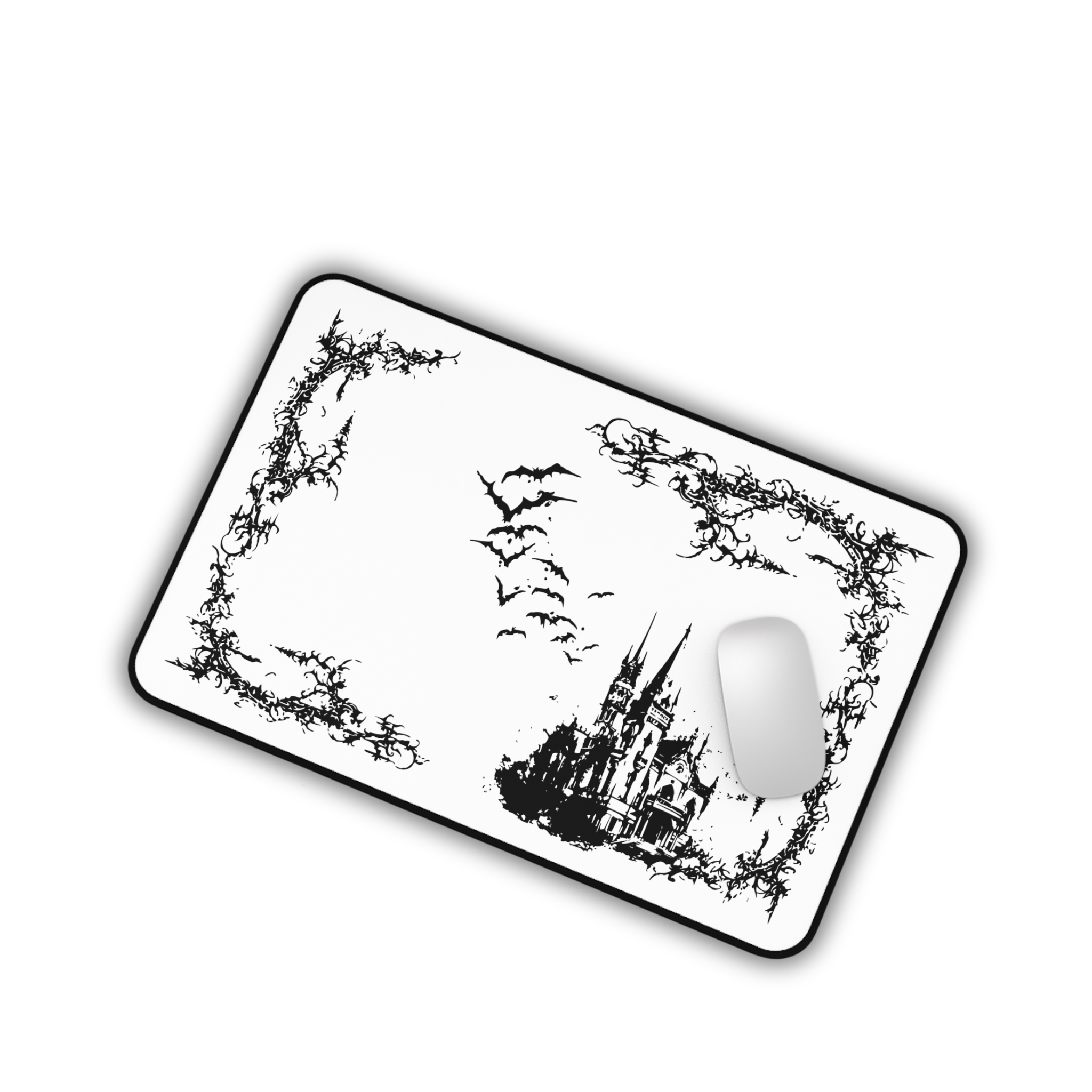 Vampire Castle – White Desk Mat – Gothic Mouse Pad