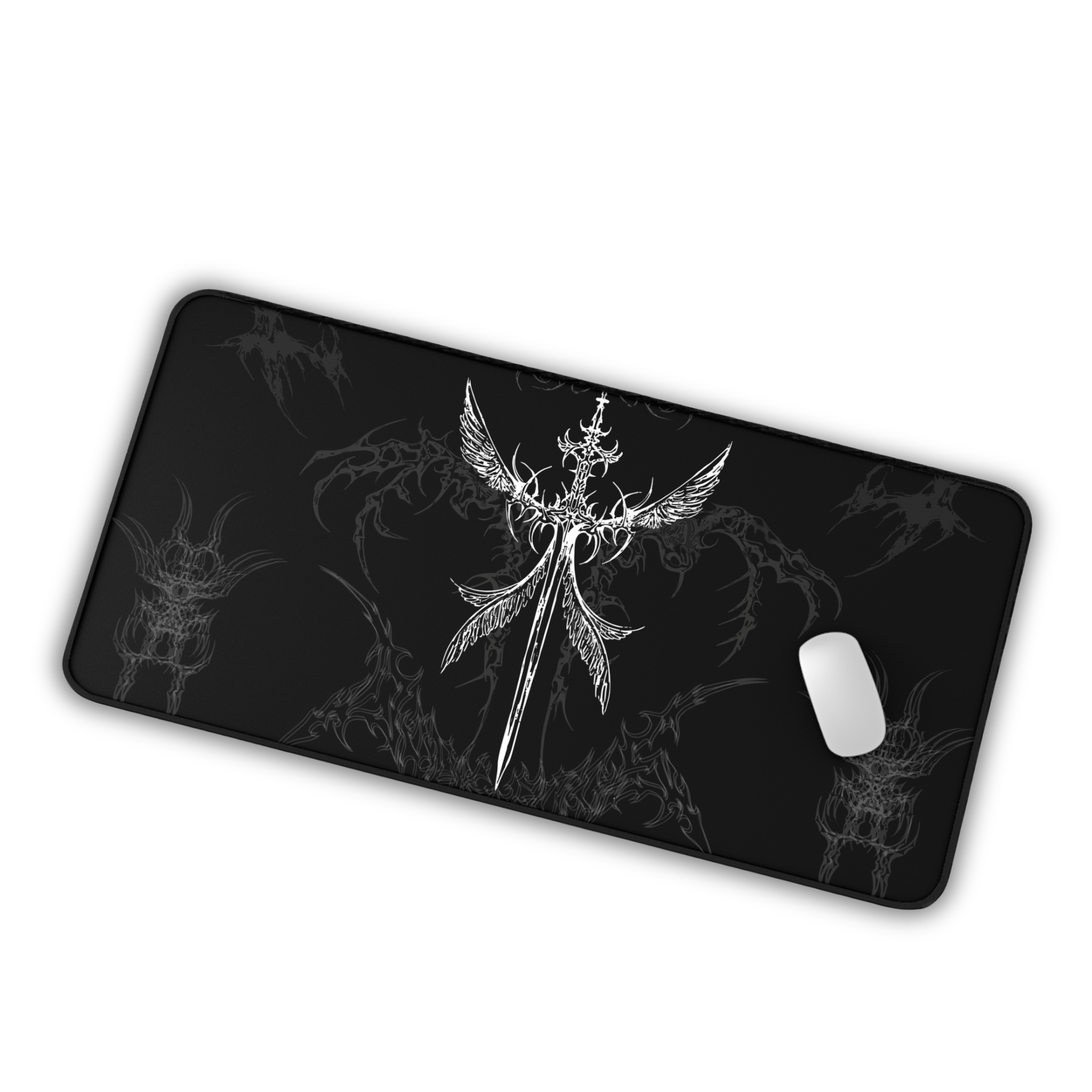 Angel Sword – Black Desk Mat – Gothic Mouse Pad
