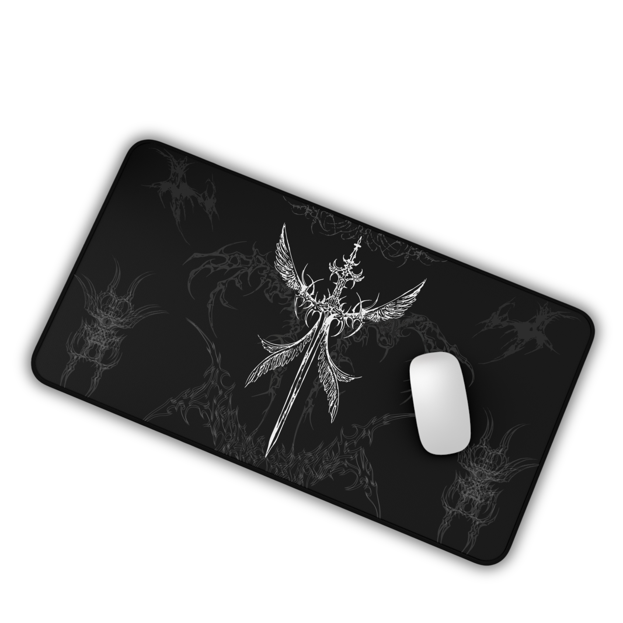 Angel Sword – Black Desk Mat – Gothic Mouse Pad