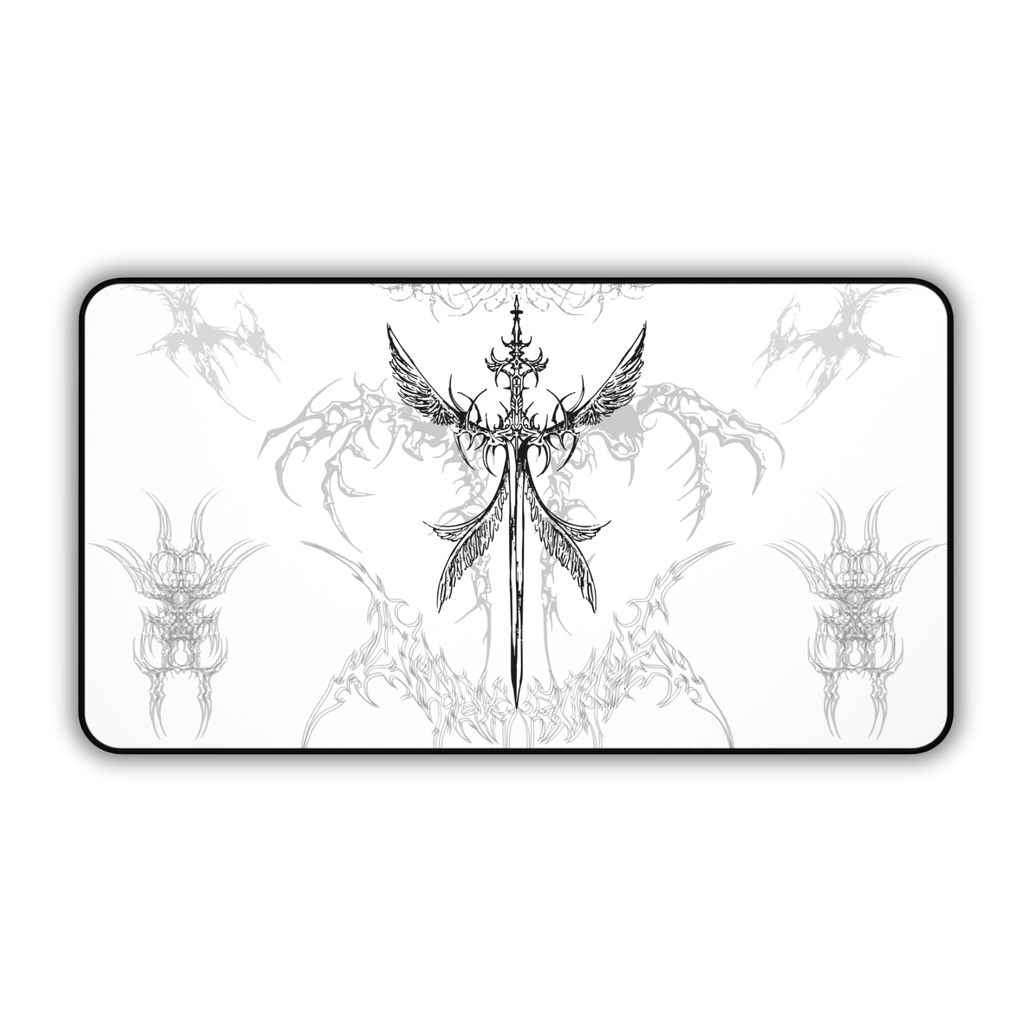 Angel Sword – White Desk Mat – Gothic Mouse Pad
