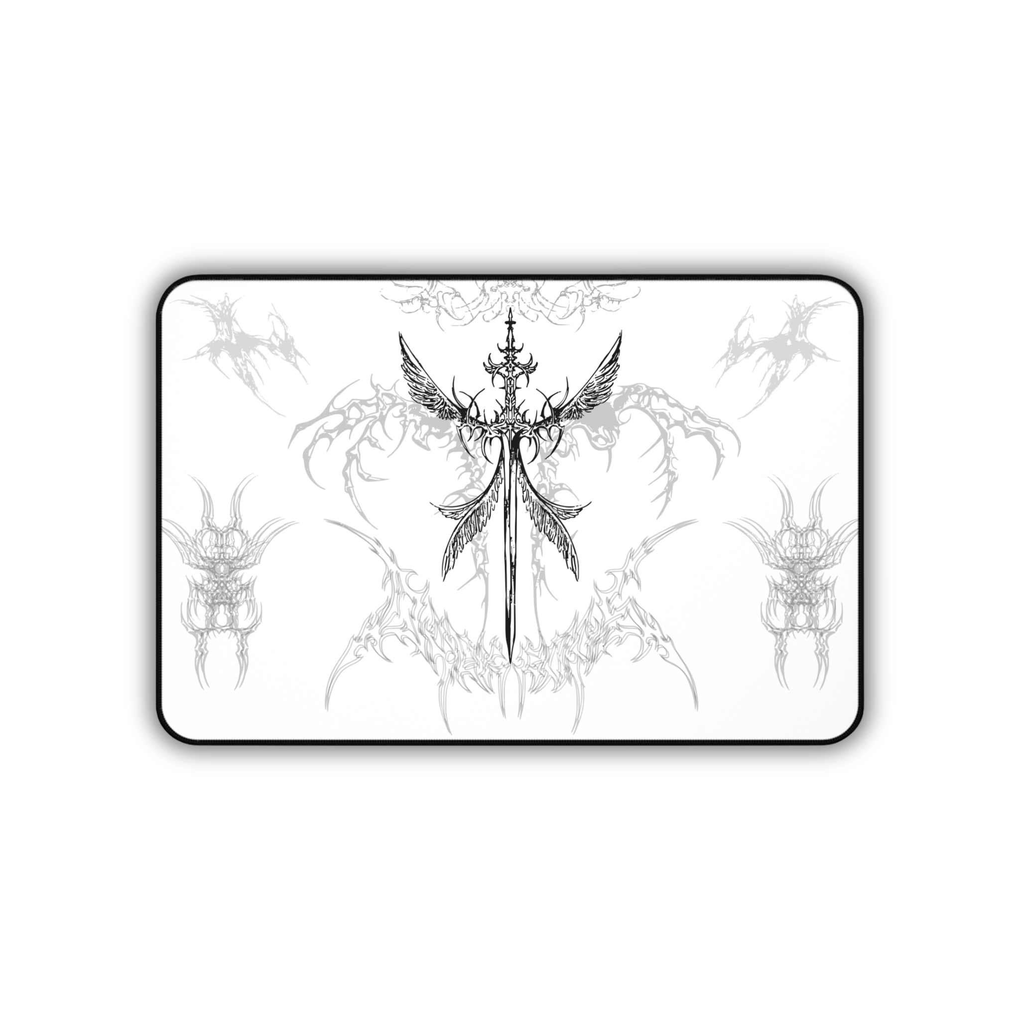 Angel Sword – White Desk Mat – Gothic Mouse Pad