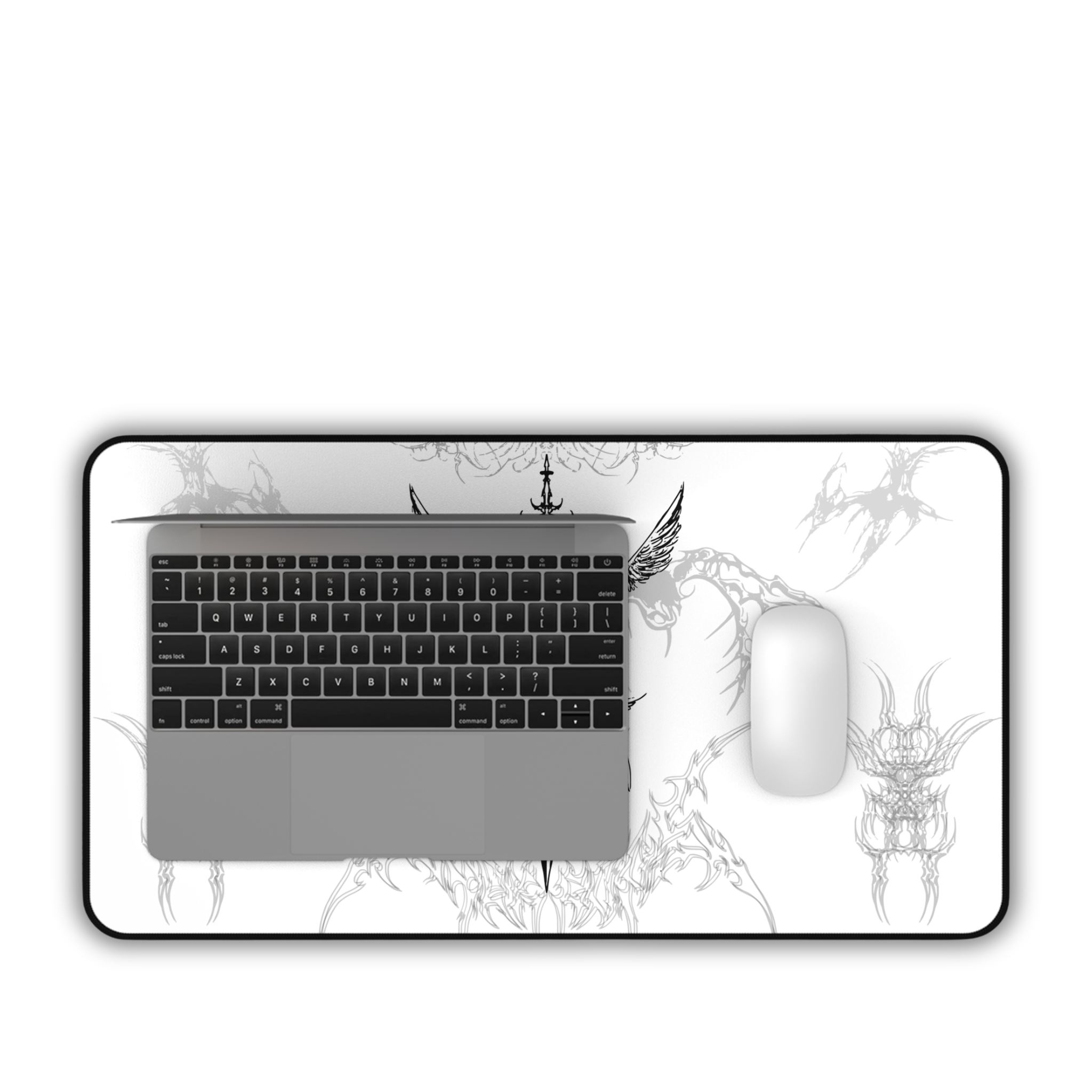 Angel Sword – White Desk Mat – Gothic Mouse Pad