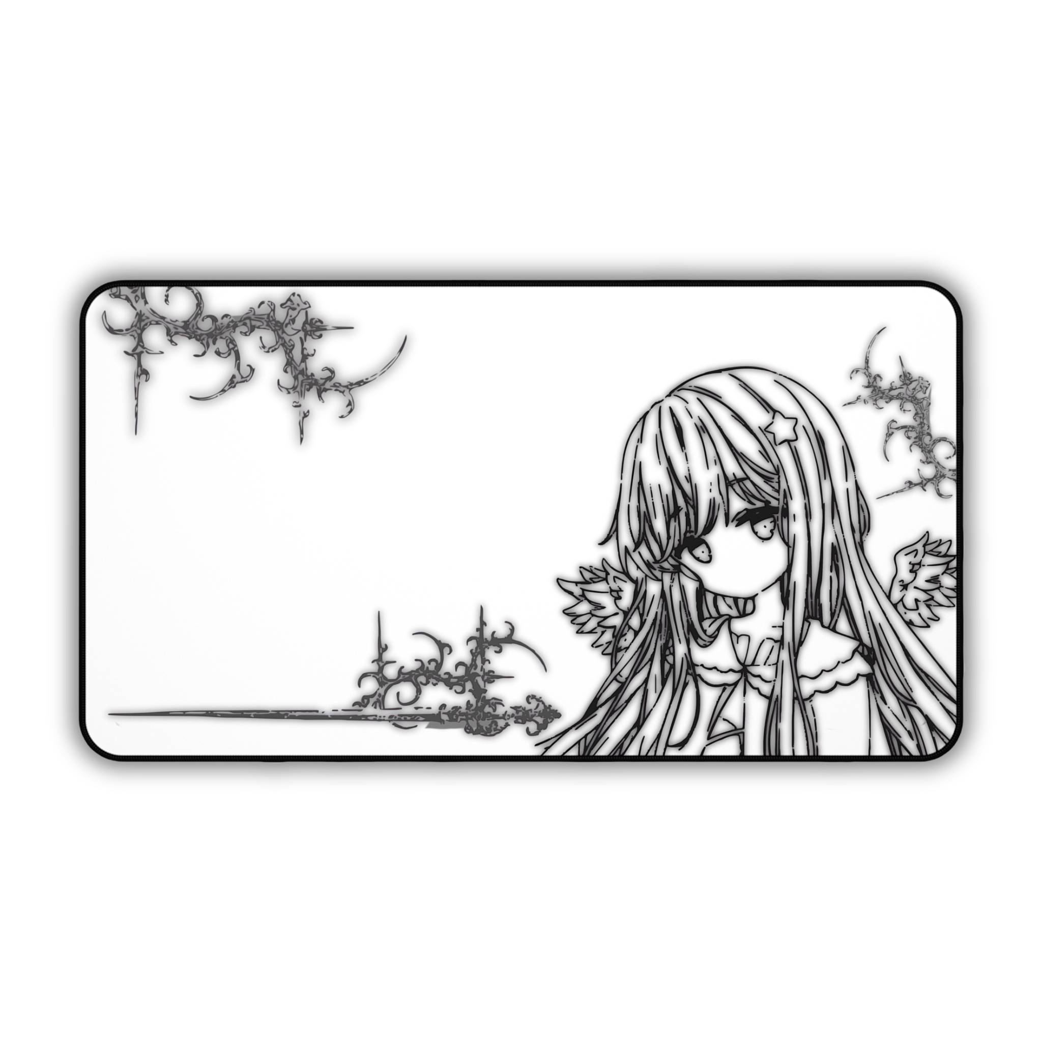 Glowing Angel – White Desk Mat – Celestial Mouse Pad
