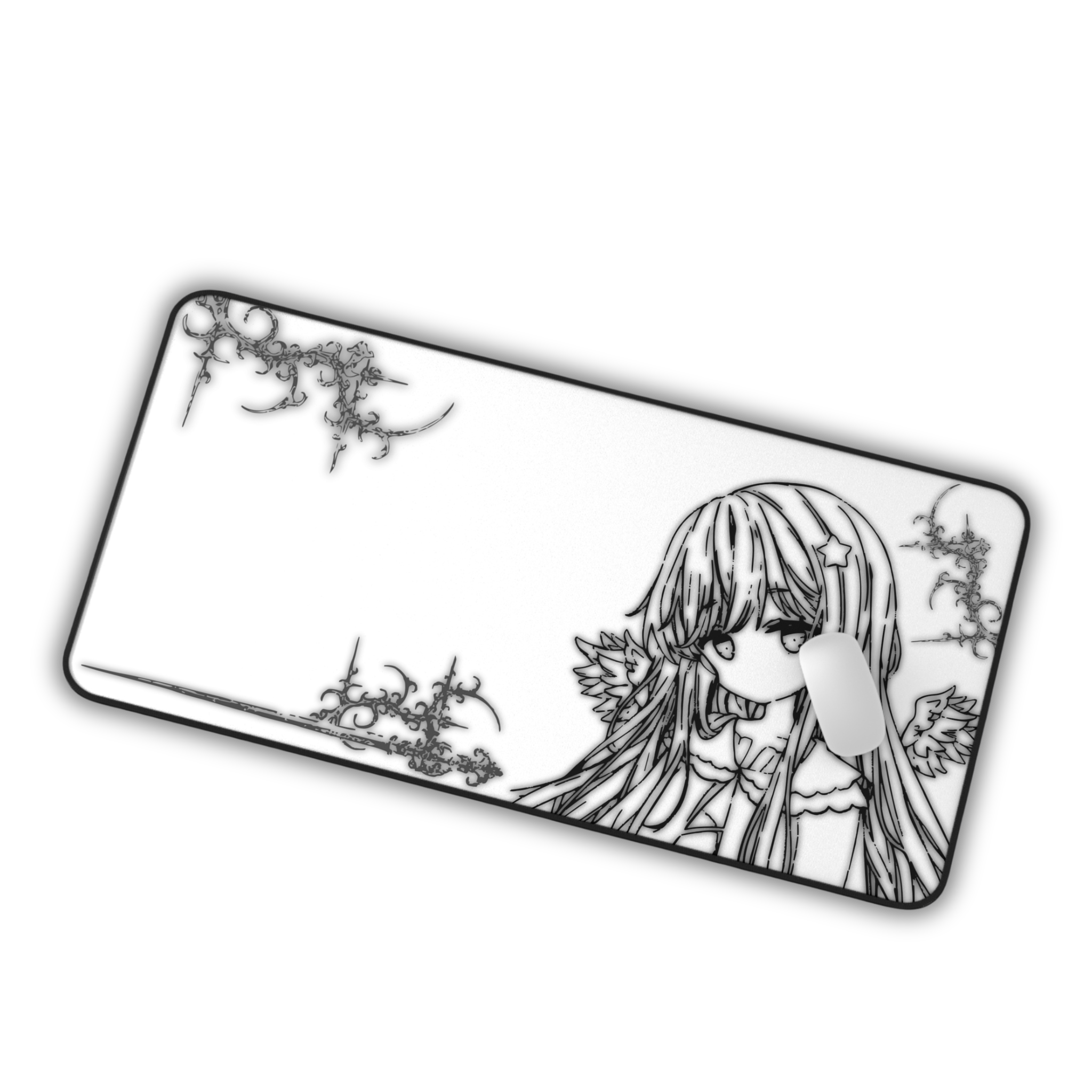 Glowing Angel – White Desk Mat – Celestial Mouse Pad