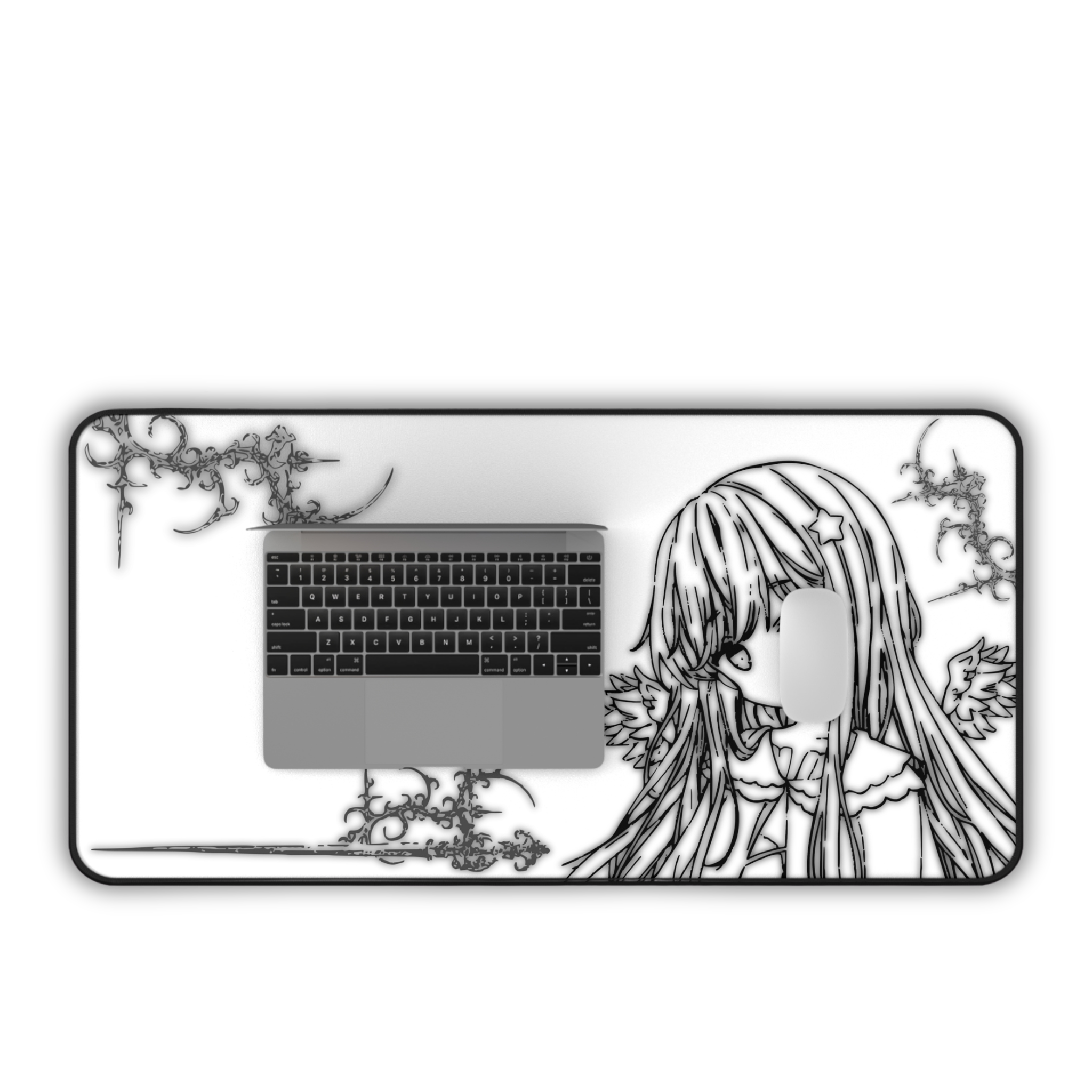 Glowing Angel – White Desk Mat – Celestial Mouse Pad