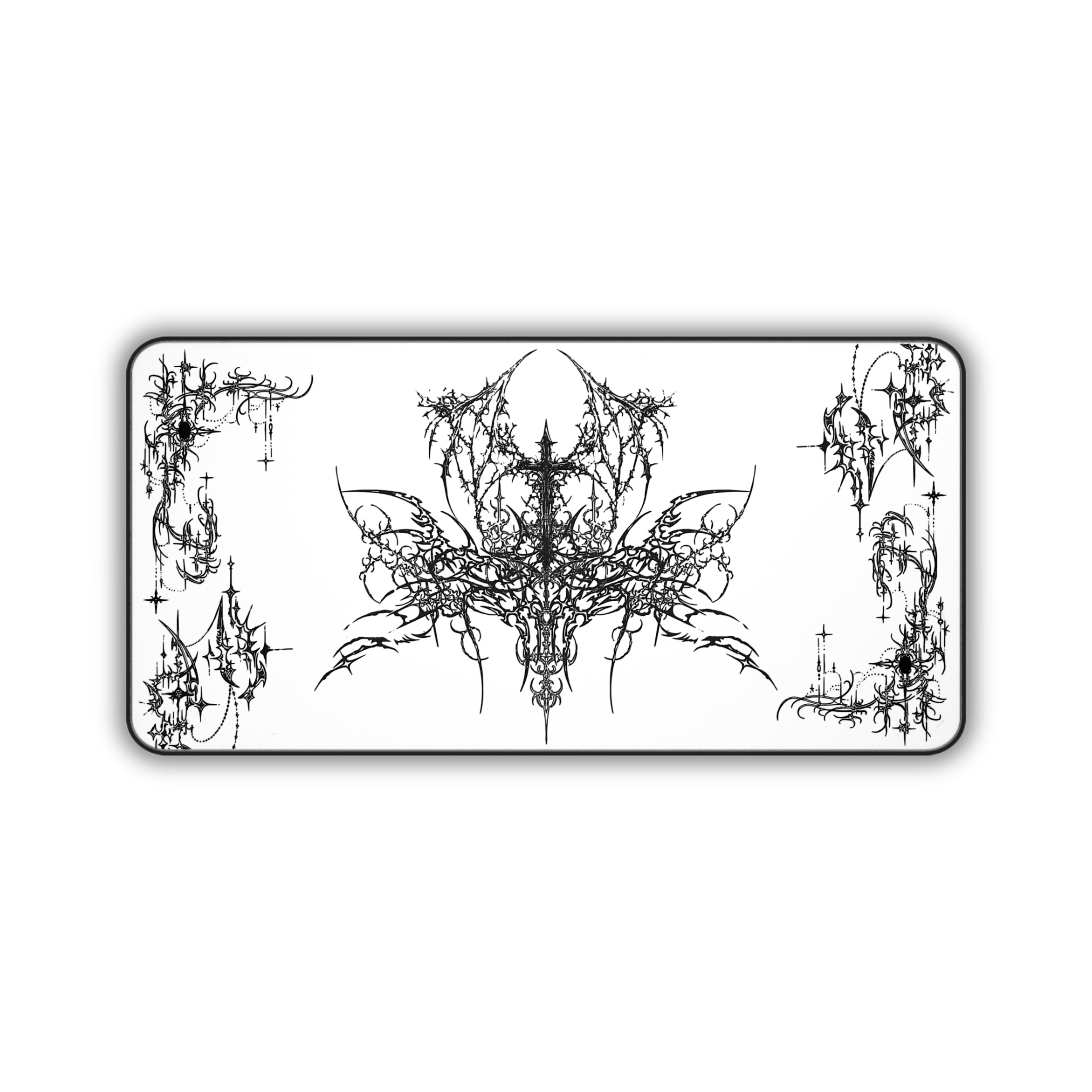 Ornate Flourish – White Desk Mat – Ornamental Mouse Pad