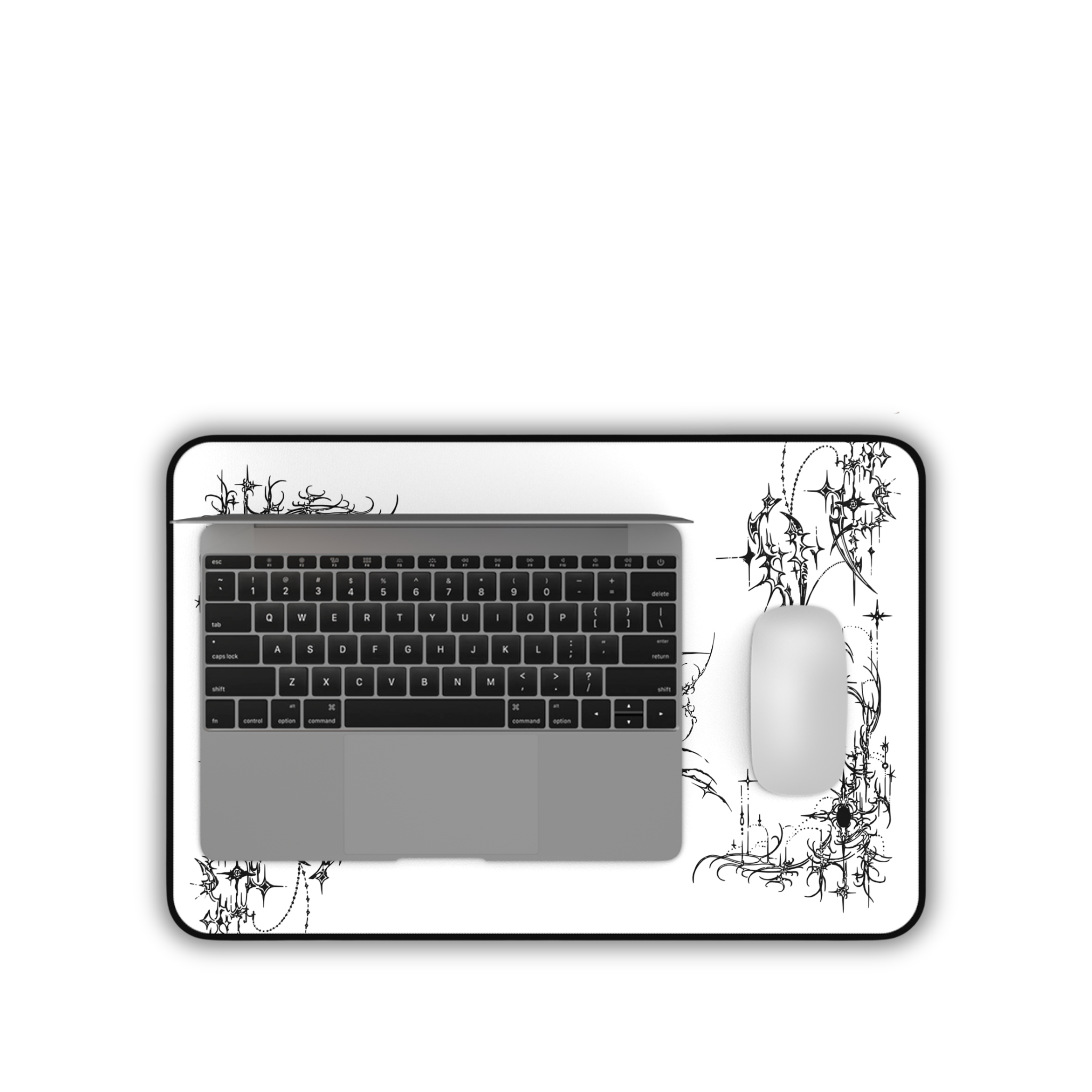 Ornate Flourish – White Desk Mat – Ornamental Mouse Pad