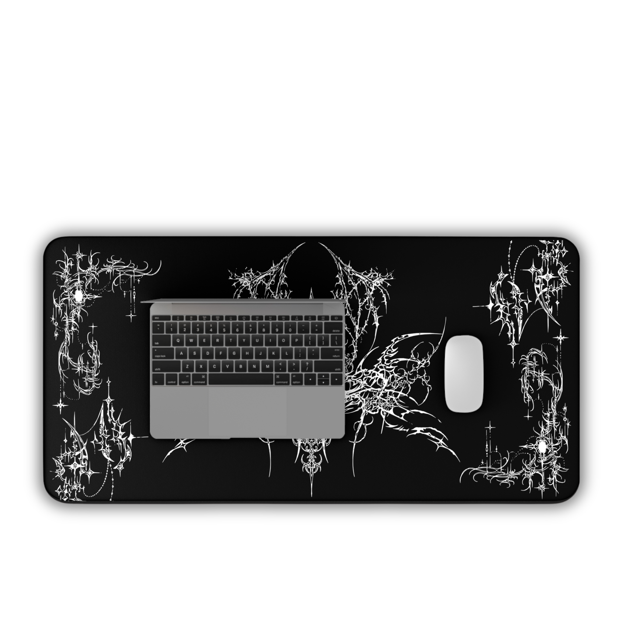Ornate Flourish – Black Desk Mat – Ornamental Mouse Pad