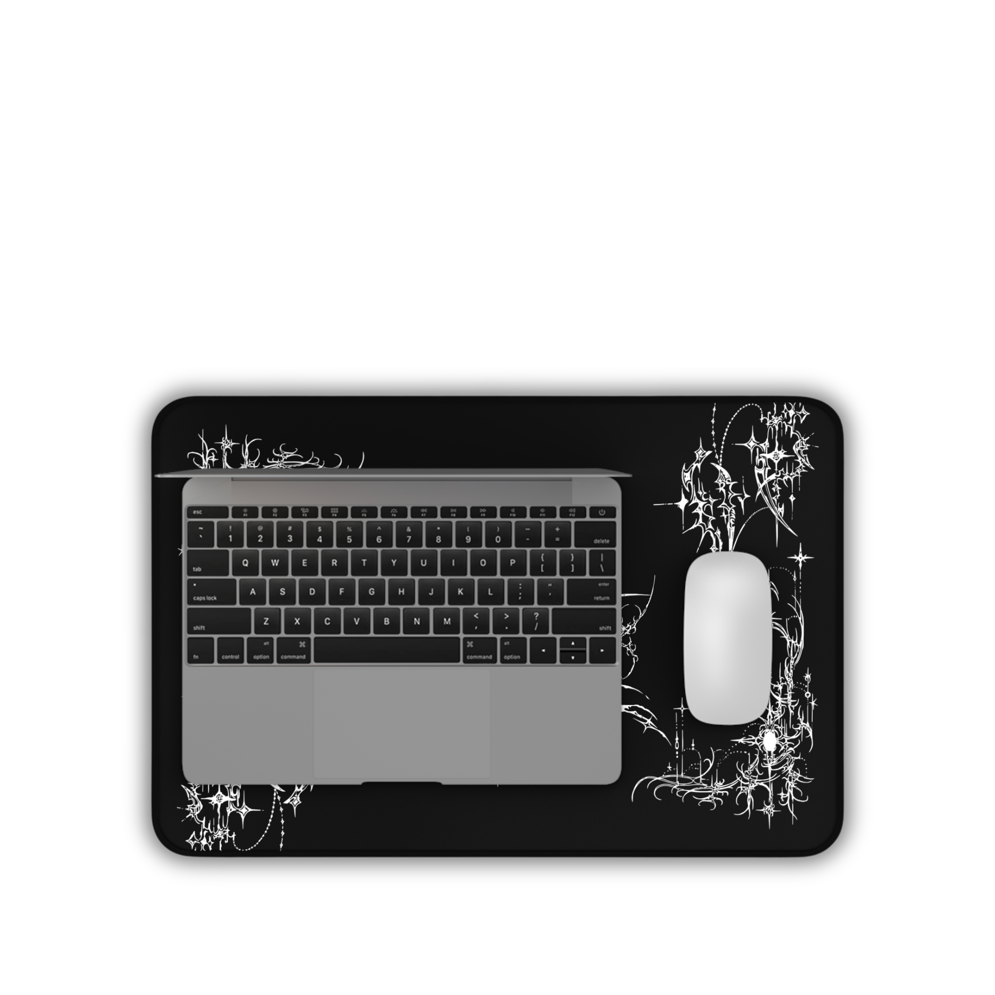 Ornate Flourish – Black Desk Mat – Ornamental Mouse Pad