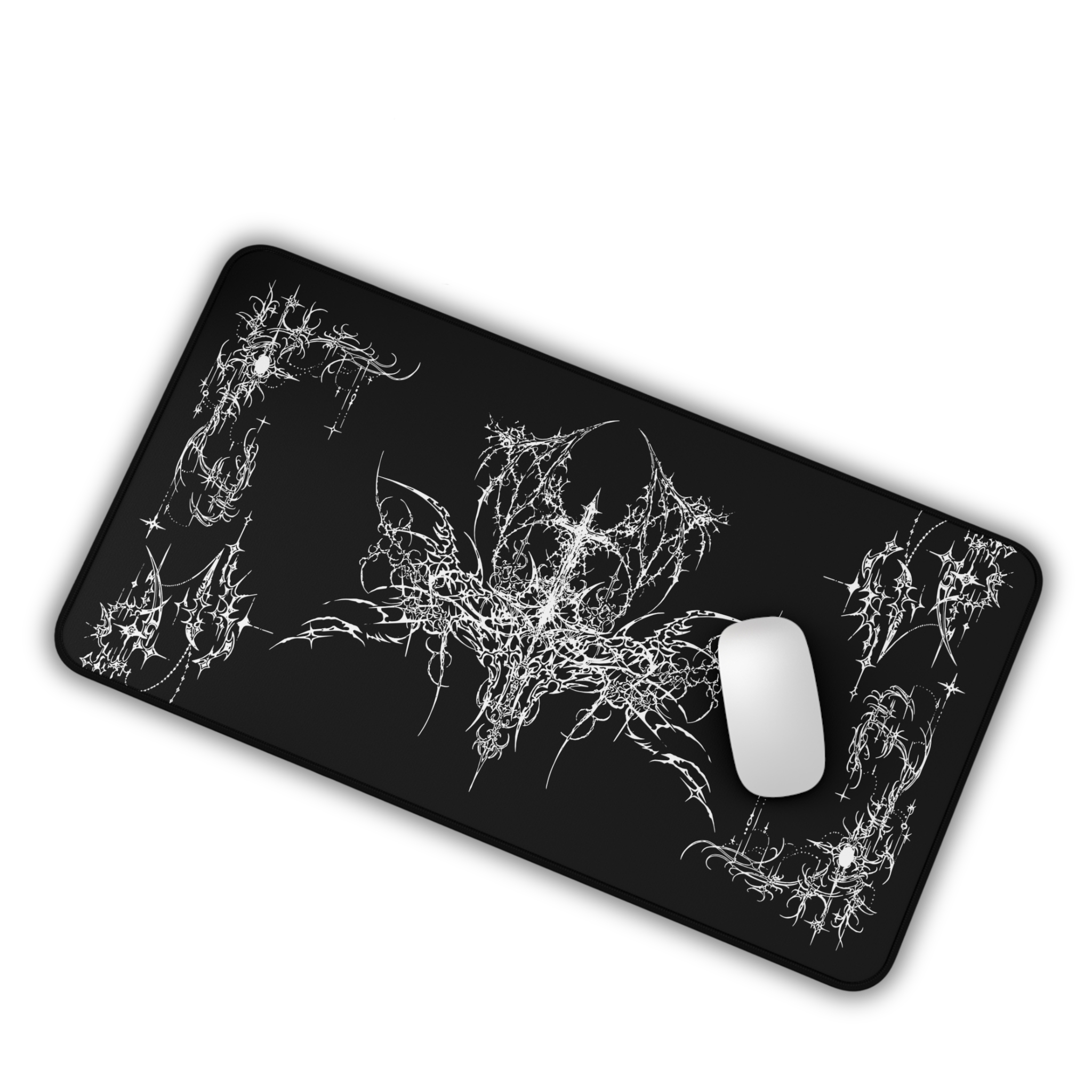 Ornate Flourish – Black Desk Mat – Ornamental Mouse Pad