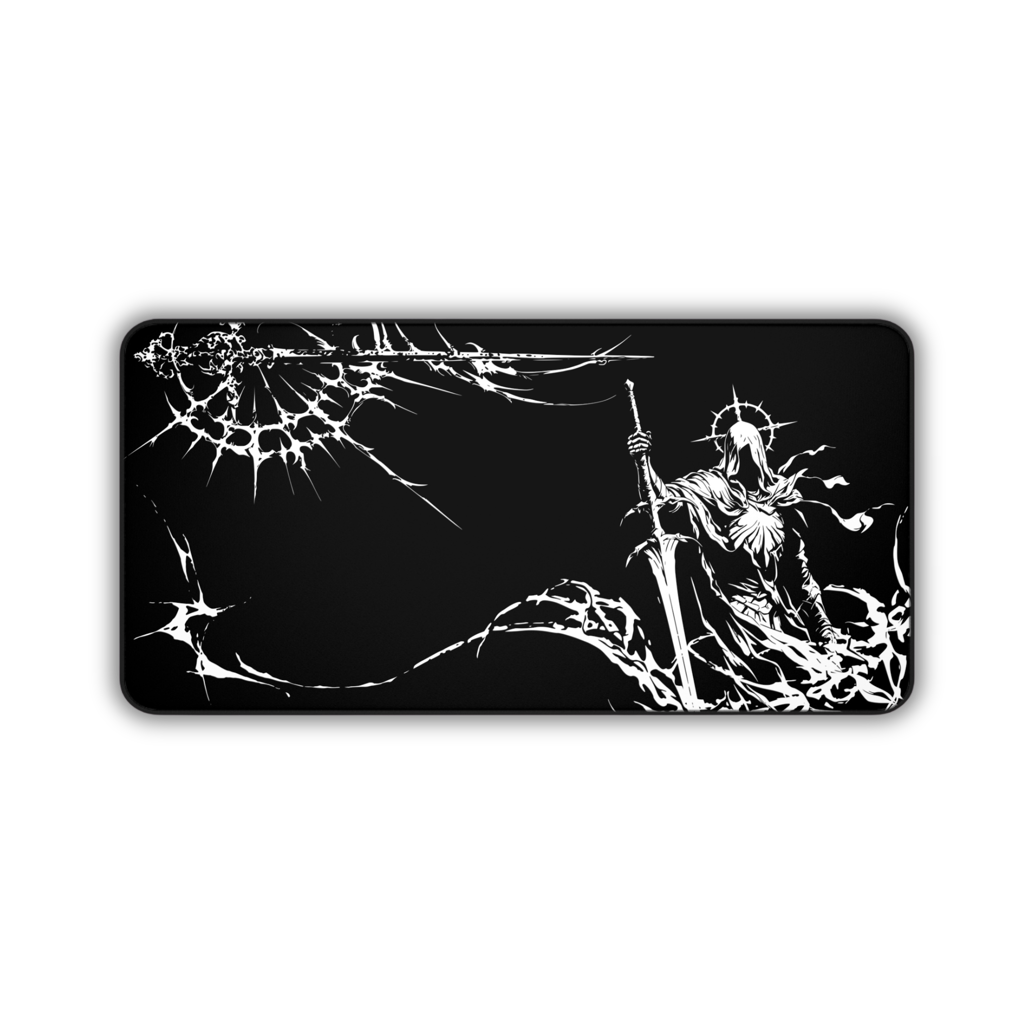 Grim Reaper Knight – Dark Desk Mat – Gothic Sword Mouse Pad