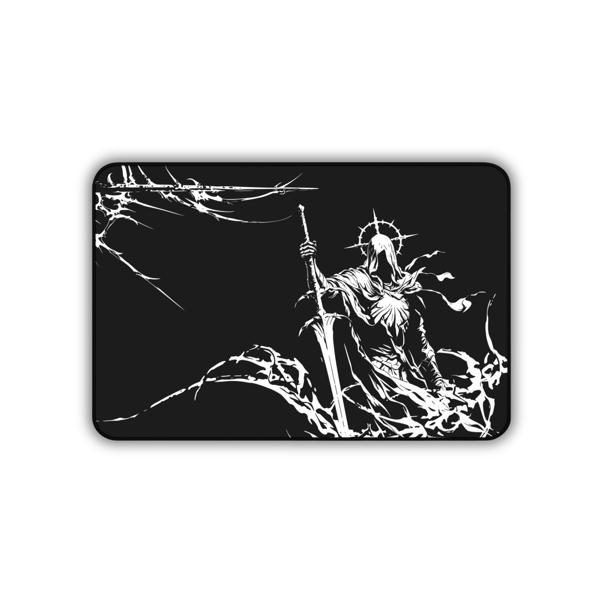 Grim Reaper Knight – Dark Desk Mat – Gothic Sword Mouse Pad