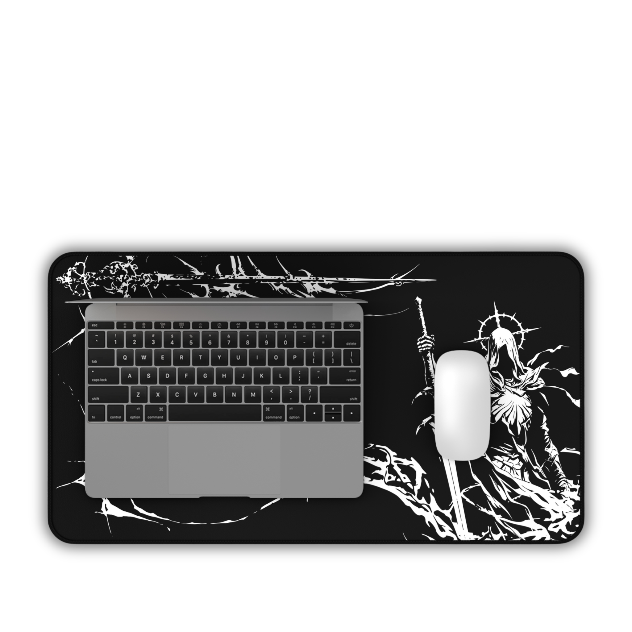 Grim Reaper Knight – Dark Desk Mat – Gothic Sword Mouse Pad