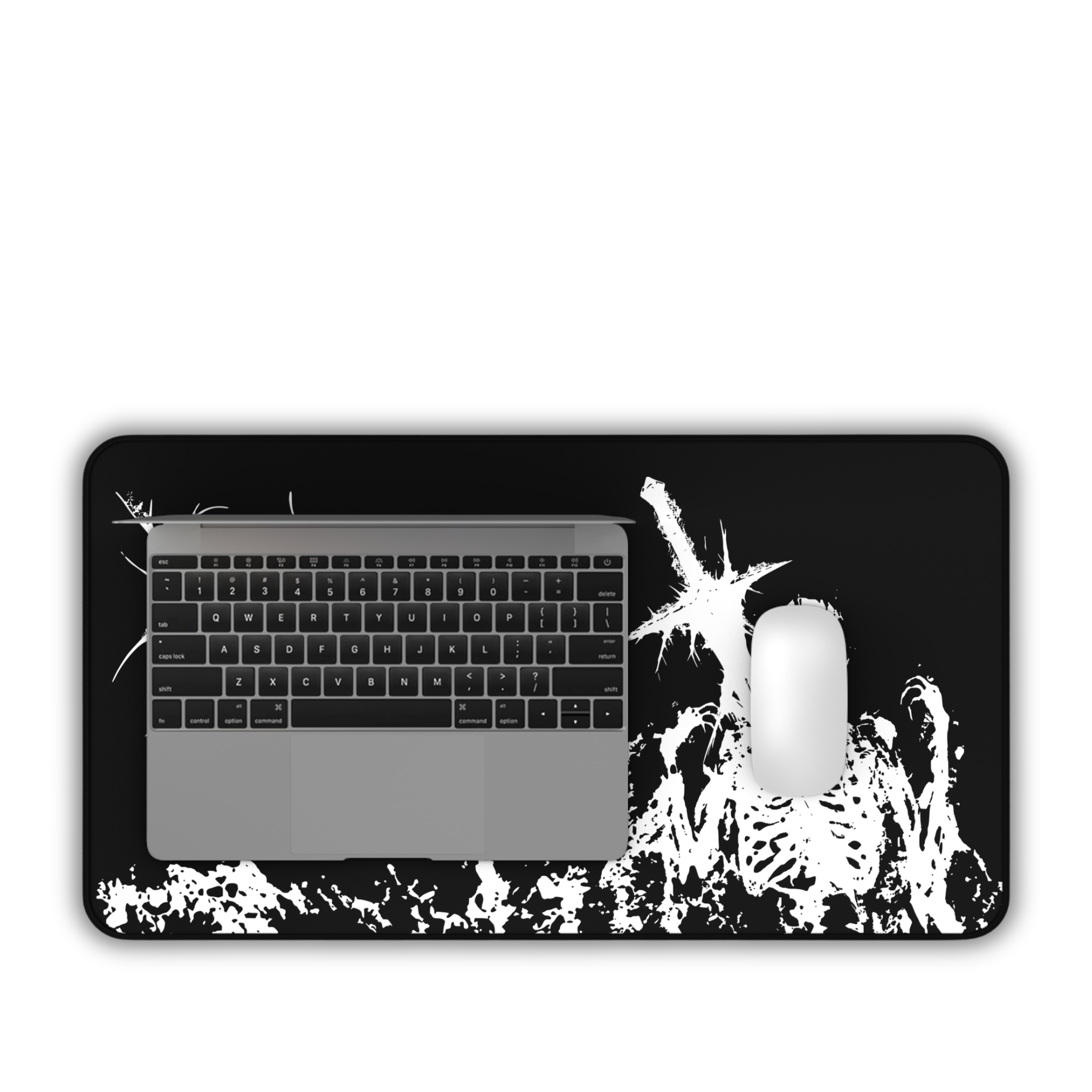 Agony of Fire – Black Desk Mat – Gothic Skeleton Cybersigil Mouse Pad