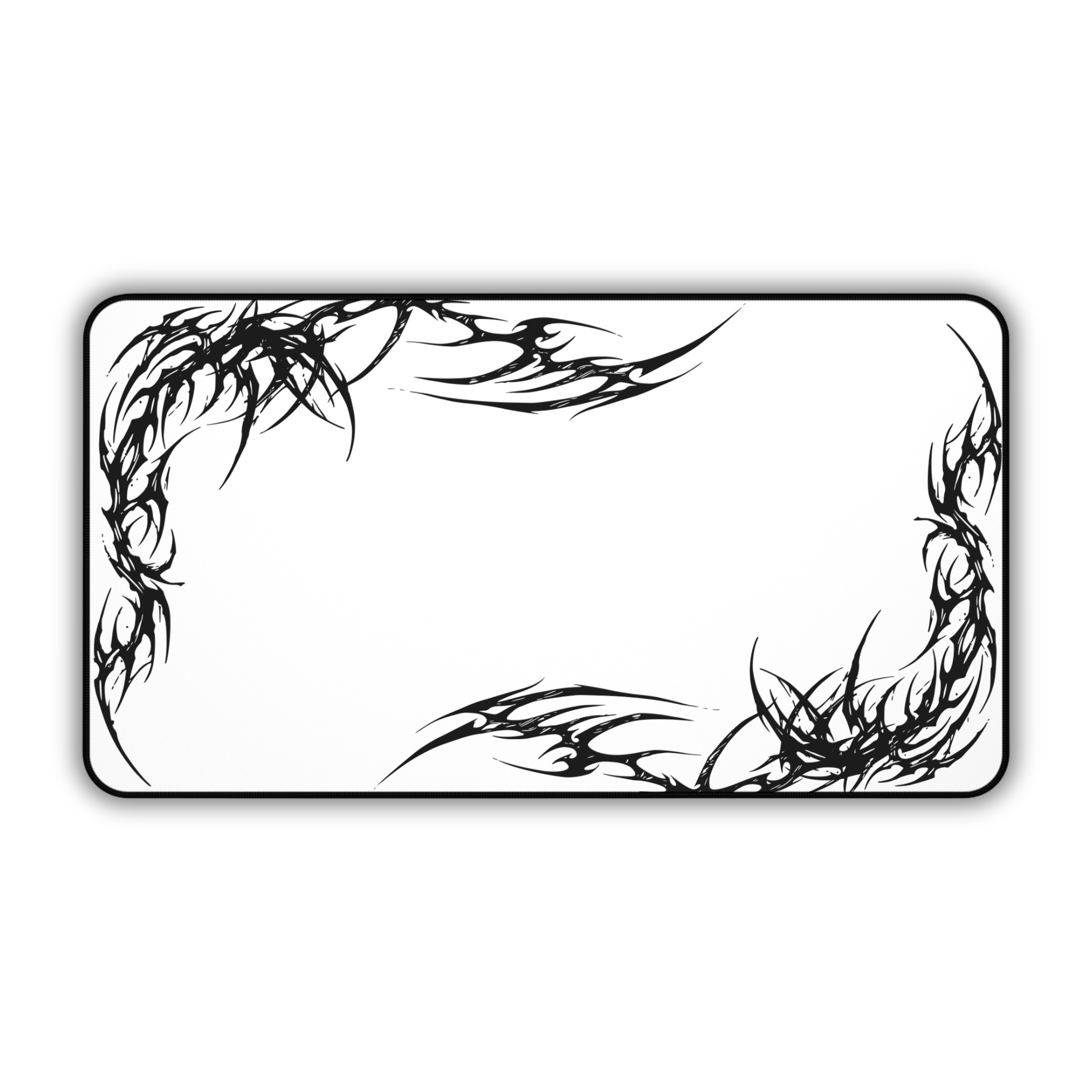 Black Tribal Corner – White Desk Mat – Minimal Tribal Mouse Pad