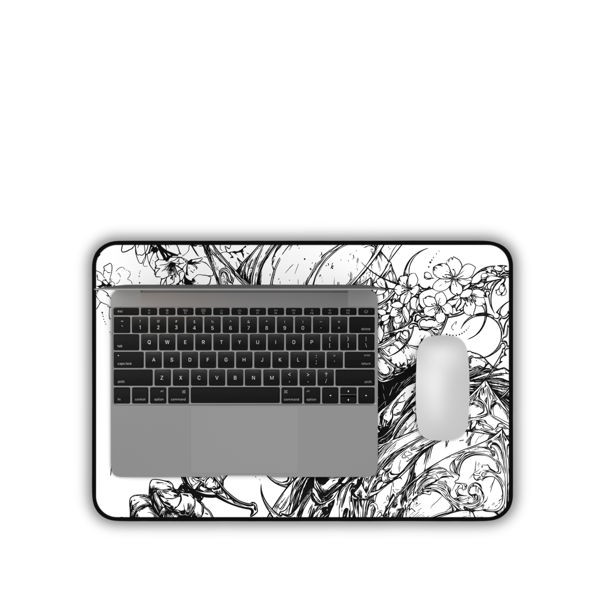 Sakura Knight – White Desk Mat – Medieval Sword Mouse Pad