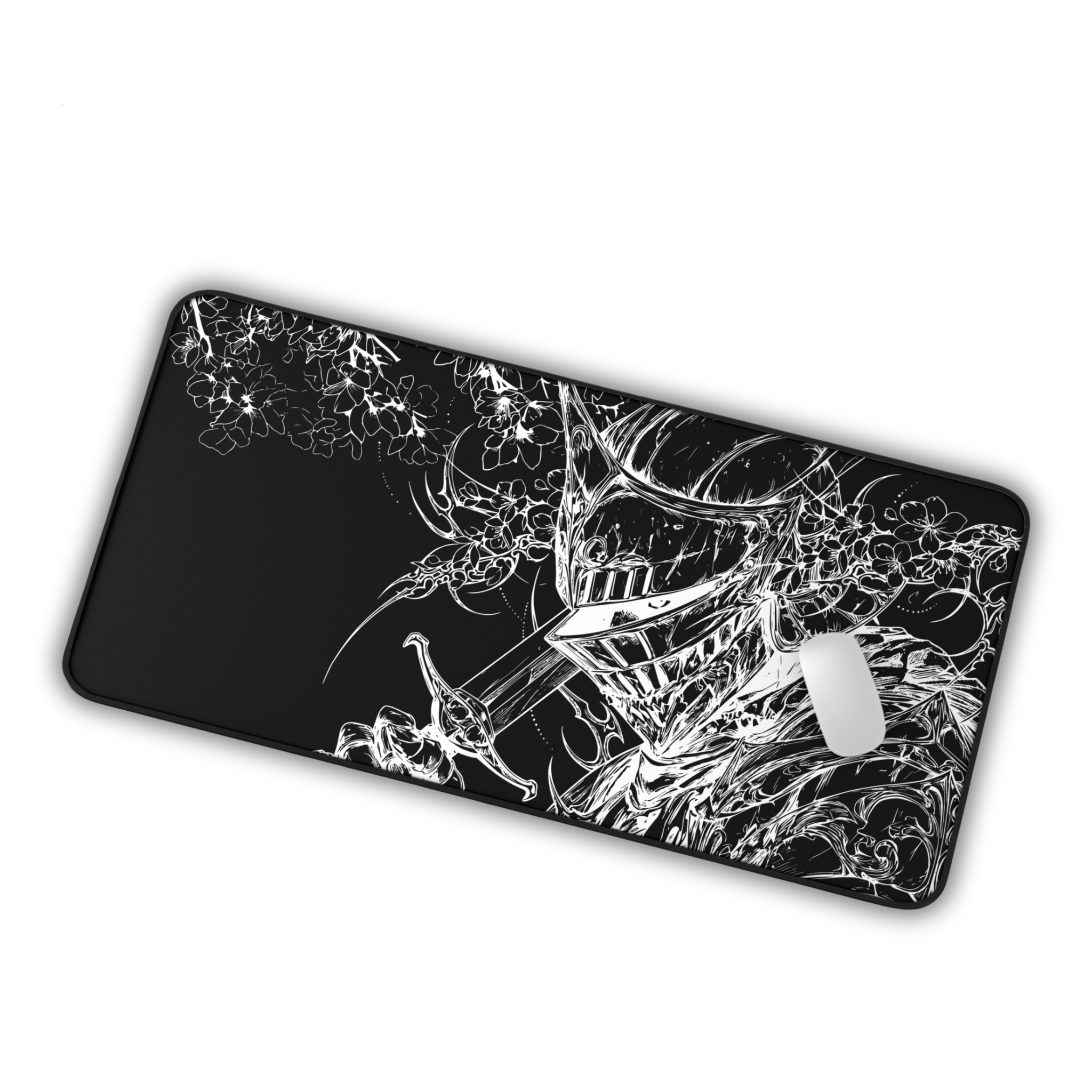 Sakura Knight – Black Desk Mat – Fantasy Gothic Armour Mouse Pad