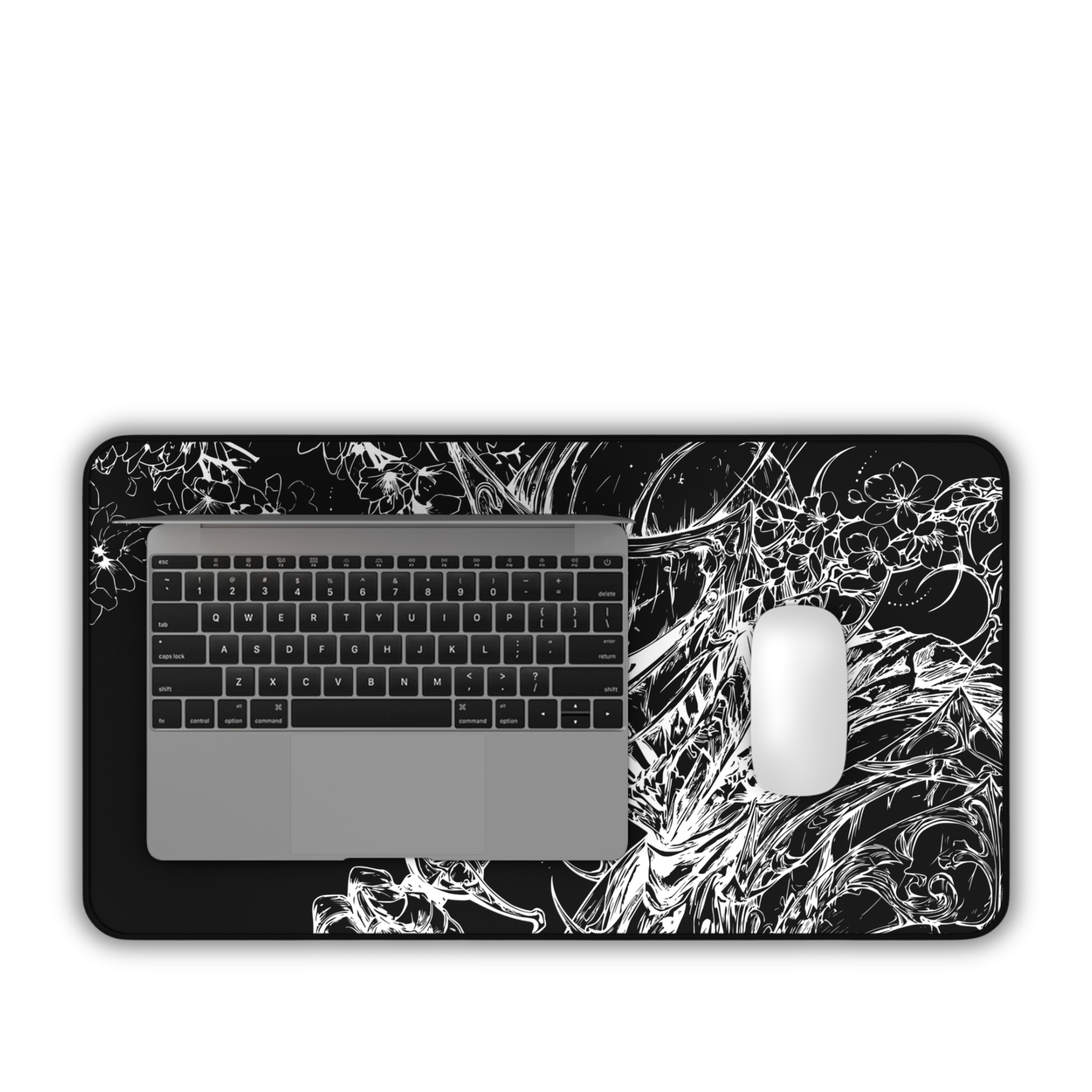 Sakura Knight – Black Desk Mat – Fantasy Gothic Armour Mouse Pad