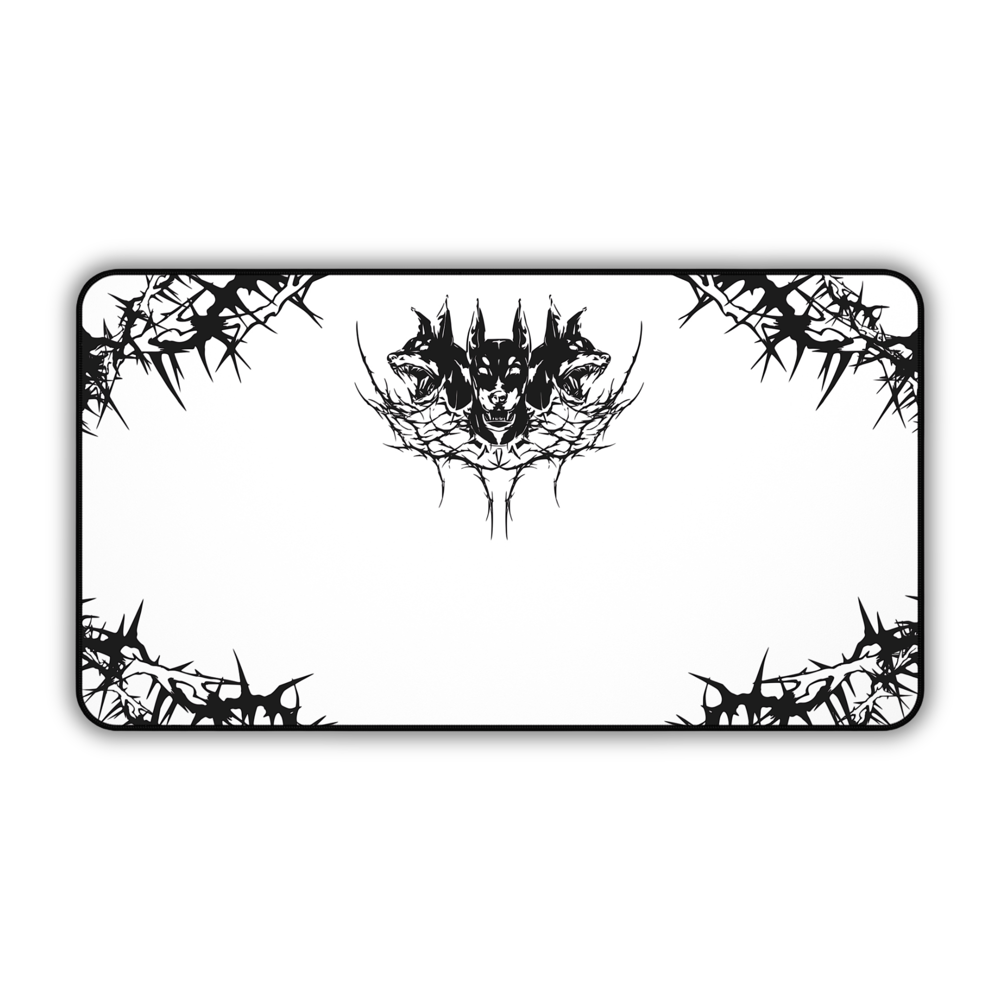 Hell Hounds – White Desk Mat – Cyber Sigil Hellhound Mouse Pad