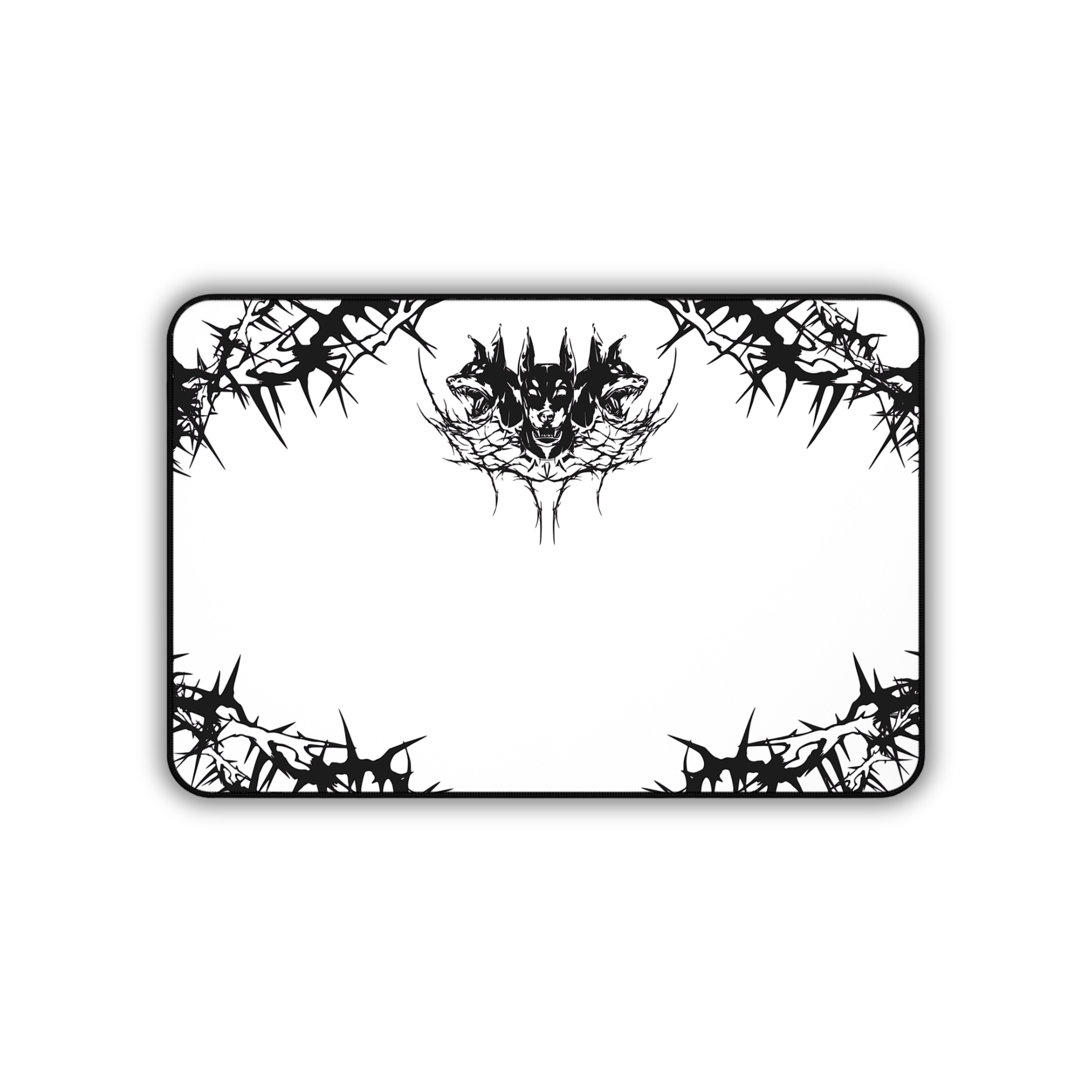Hell Hounds – White Desk Mat – Cyber Sigil Hellhound Mouse Pad