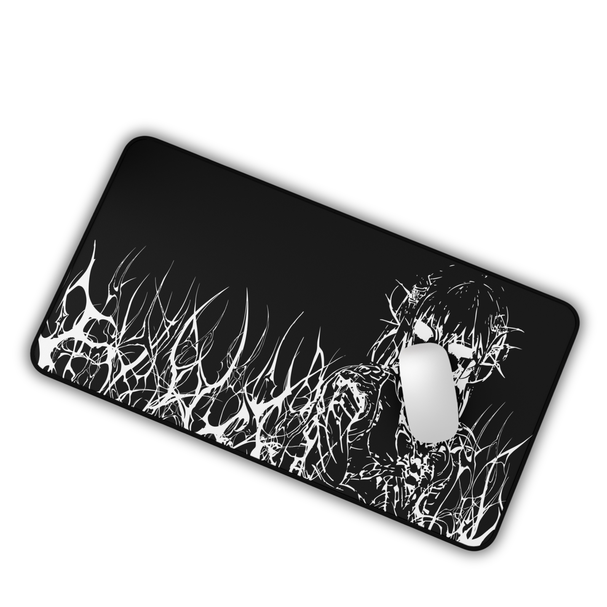 Engulfed – Black Desk Mat – Gothic Cyber Sigil Mouse Pad