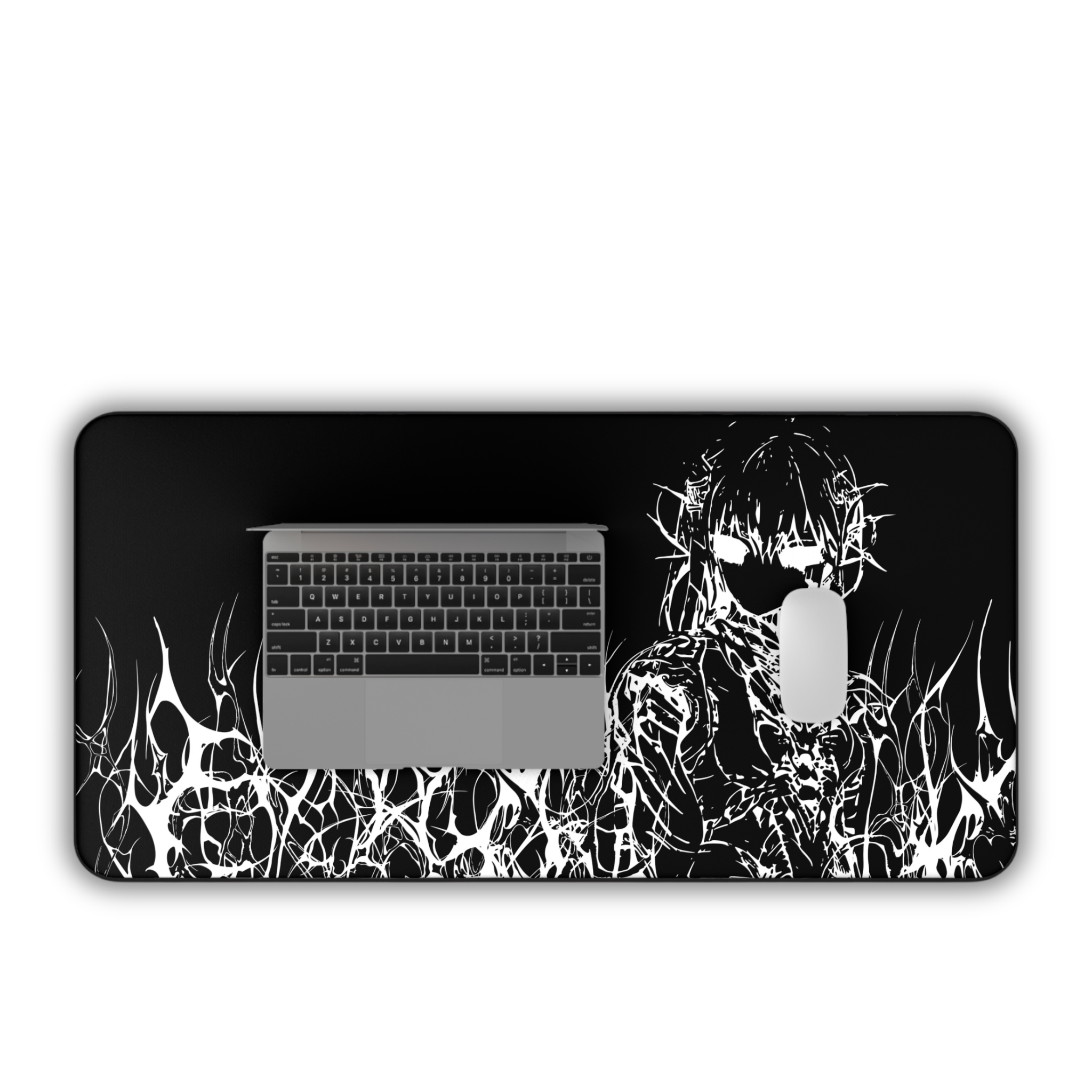 Engulfed – Black Desk Mat – Gothic Cyber Sigil Mouse Pad