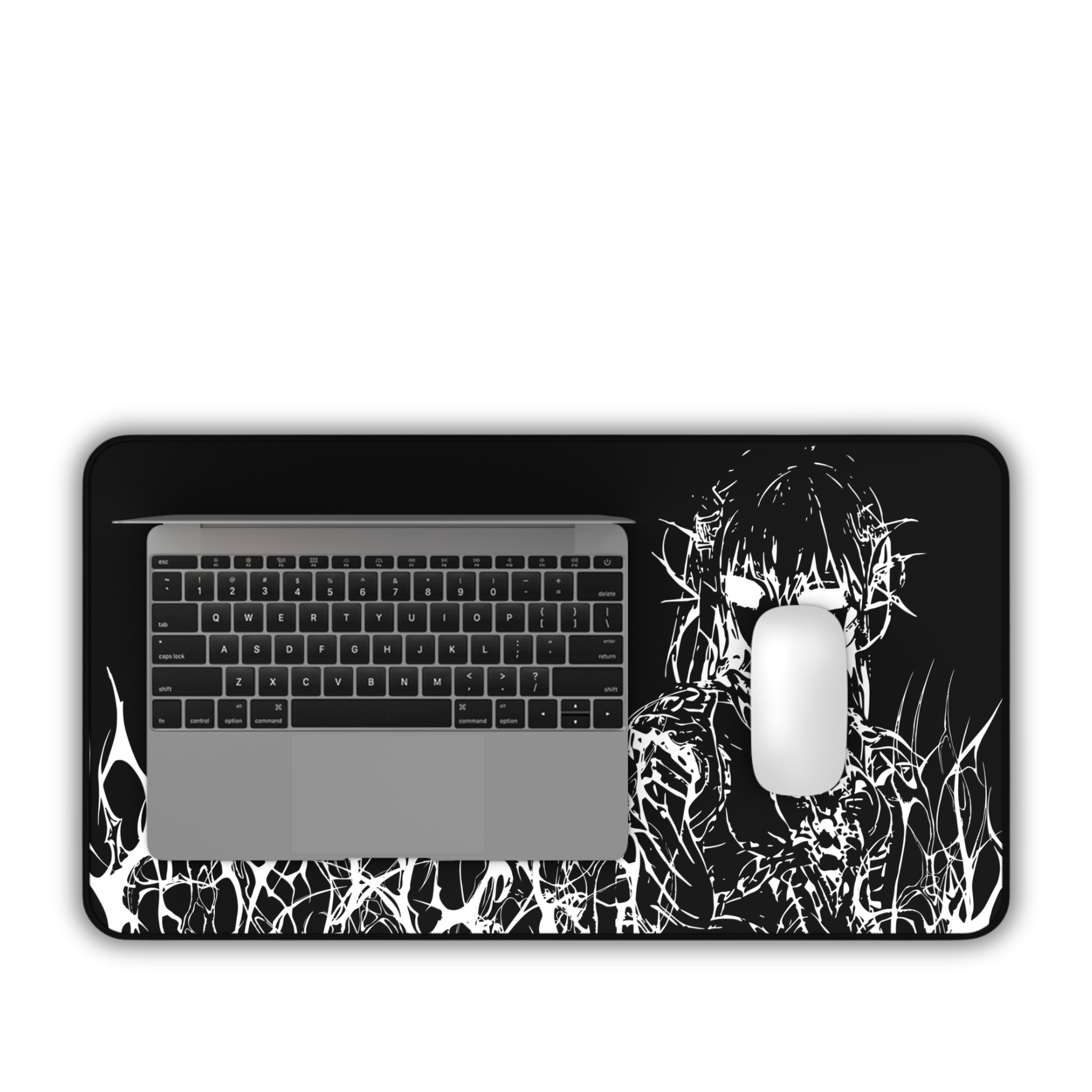Engulfed – Black Desk Mat – Gothic Cyber Sigil Mouse Pad