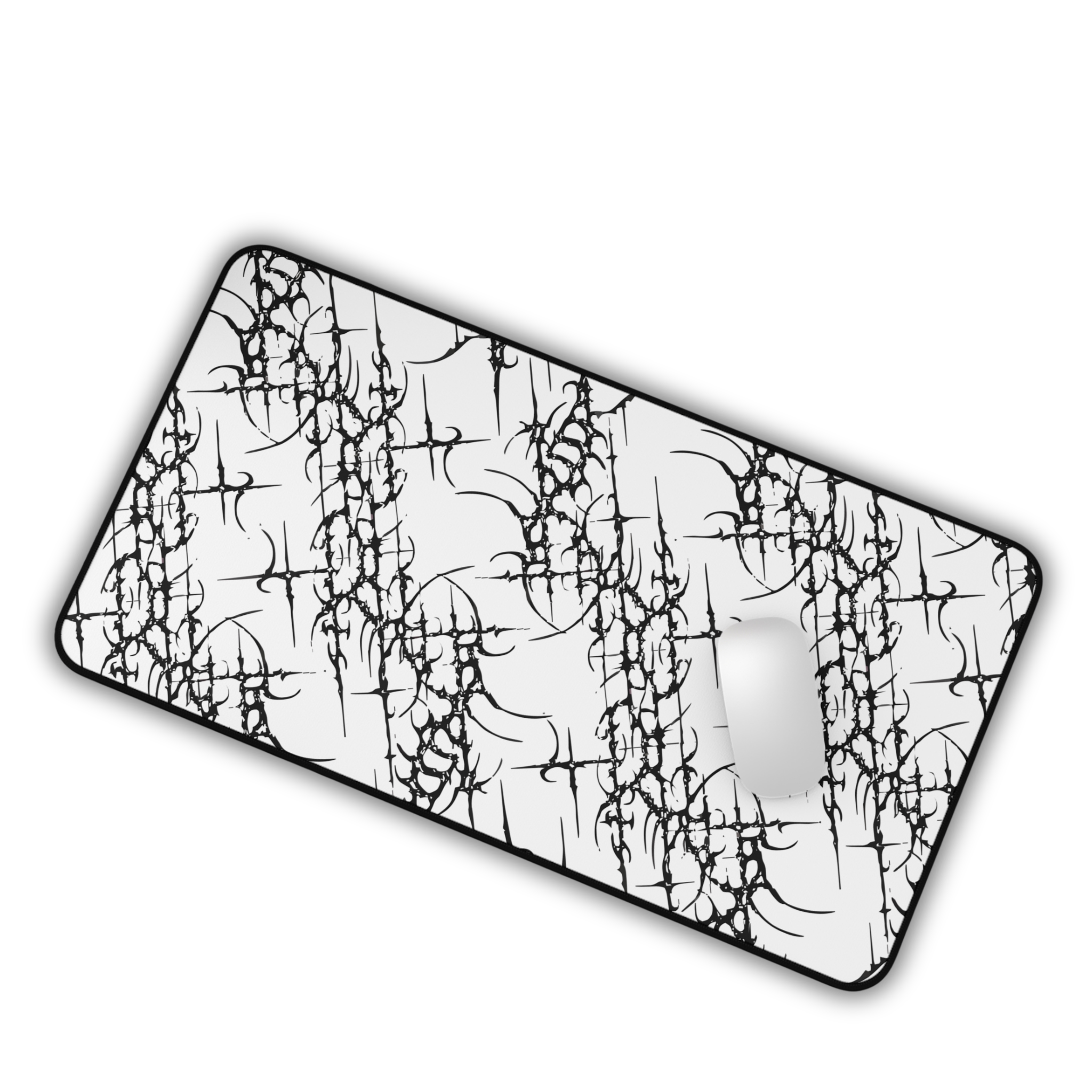 Sigil Pattern – White Desk Mat – Cyber Sigil Mouse Pad
