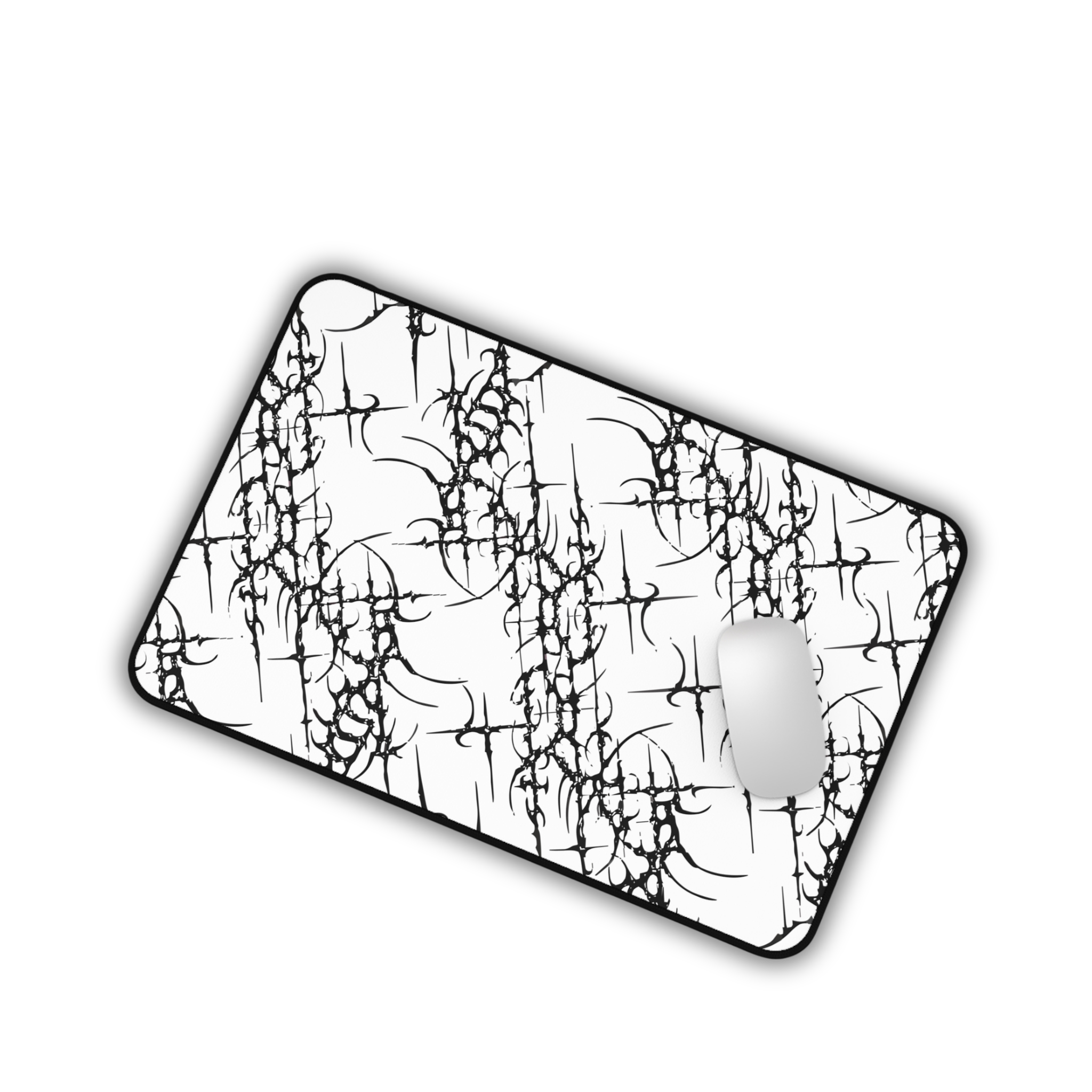 Sigil Pattern – White Desk Mat – Cyber Sigil Mouse Pad