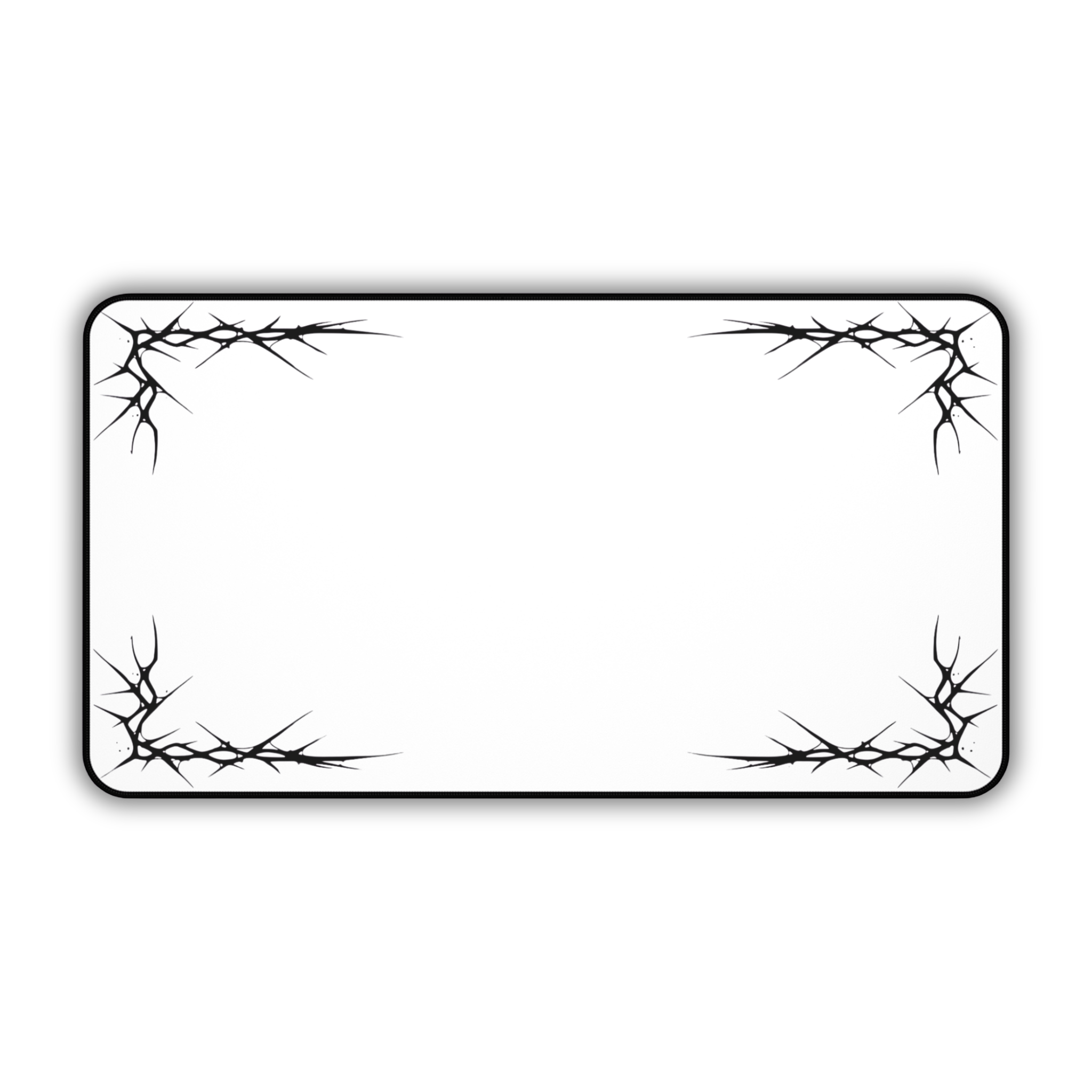 Thorns – White Desk Mat – Minimal Gothic Thorn Mouse Pad