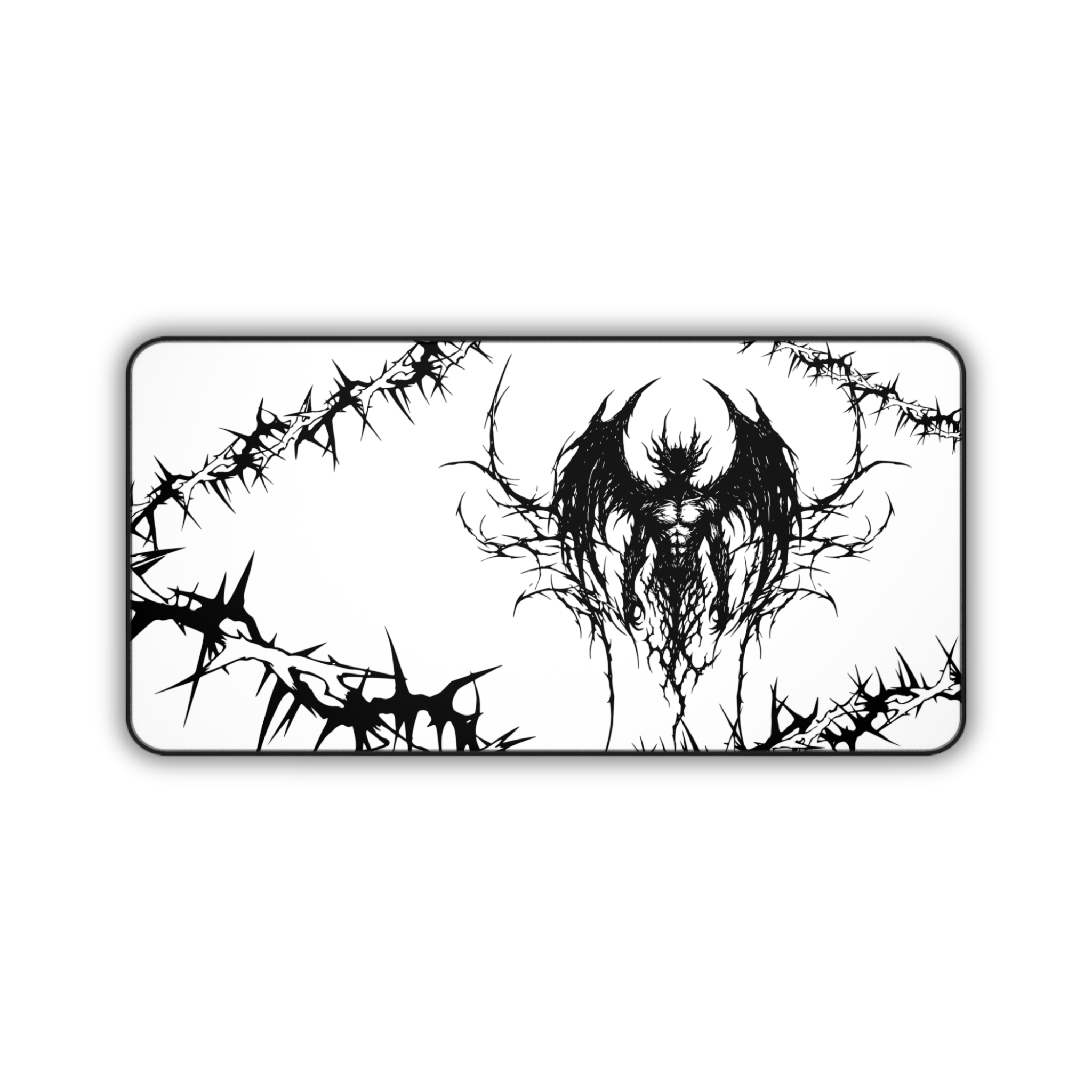 Eternal Prison – White Desk Mat – Cyber Sigil Demon Mouse Pad