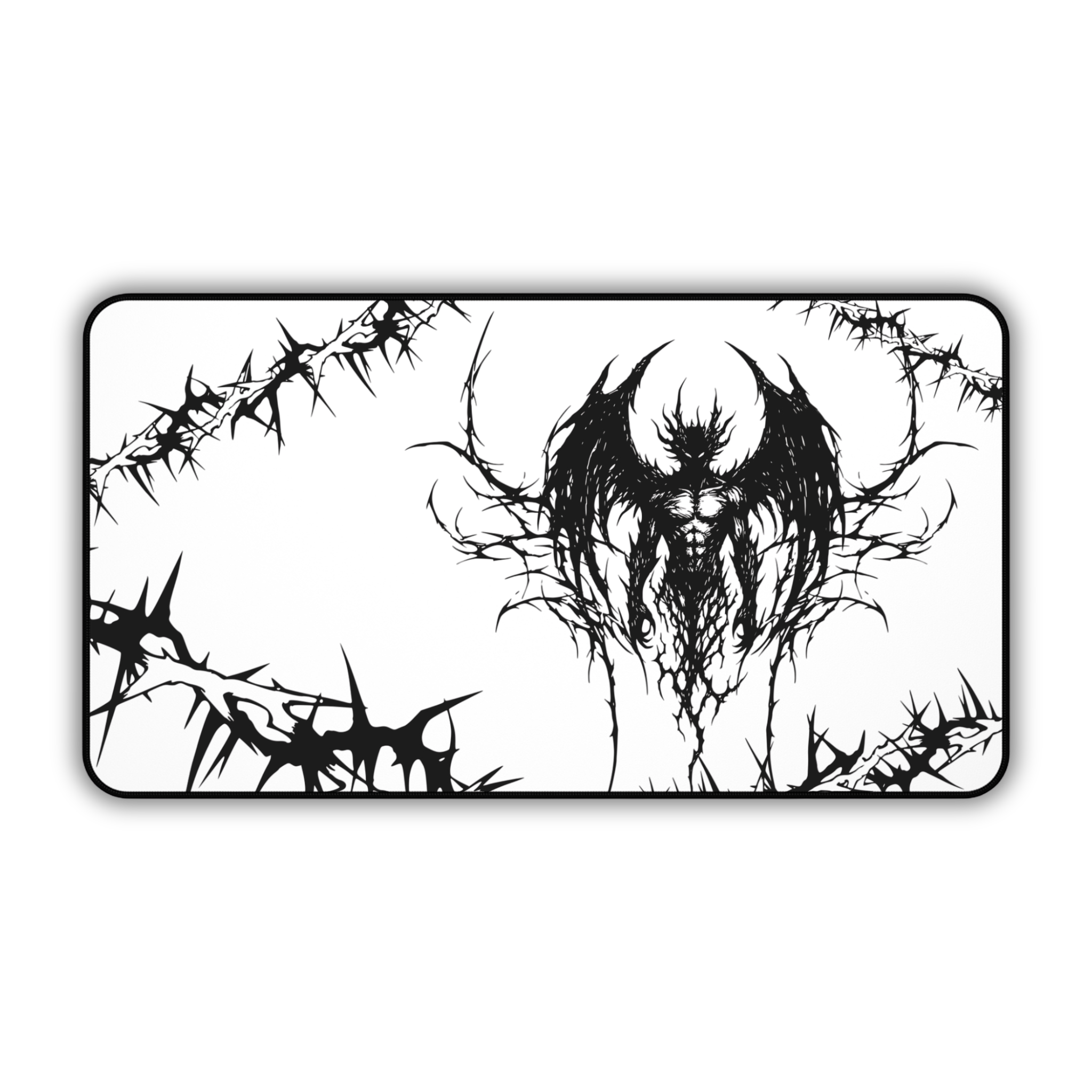 Eternal Prison – White Desk Mat – Cyber Sigil Demon Mouse Pad