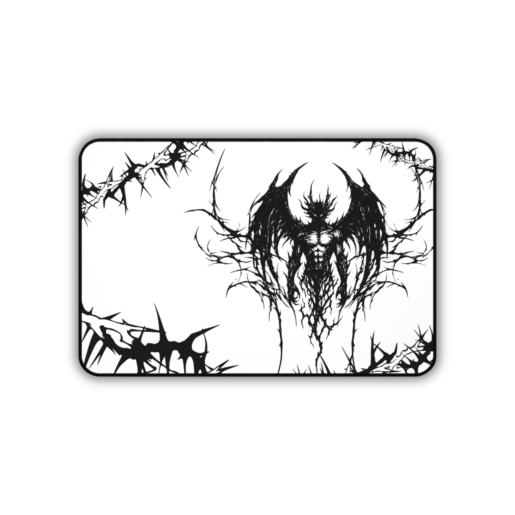 Eternal Prison – White Desk Mat – Cyber Sigil Demon Mouse Pad