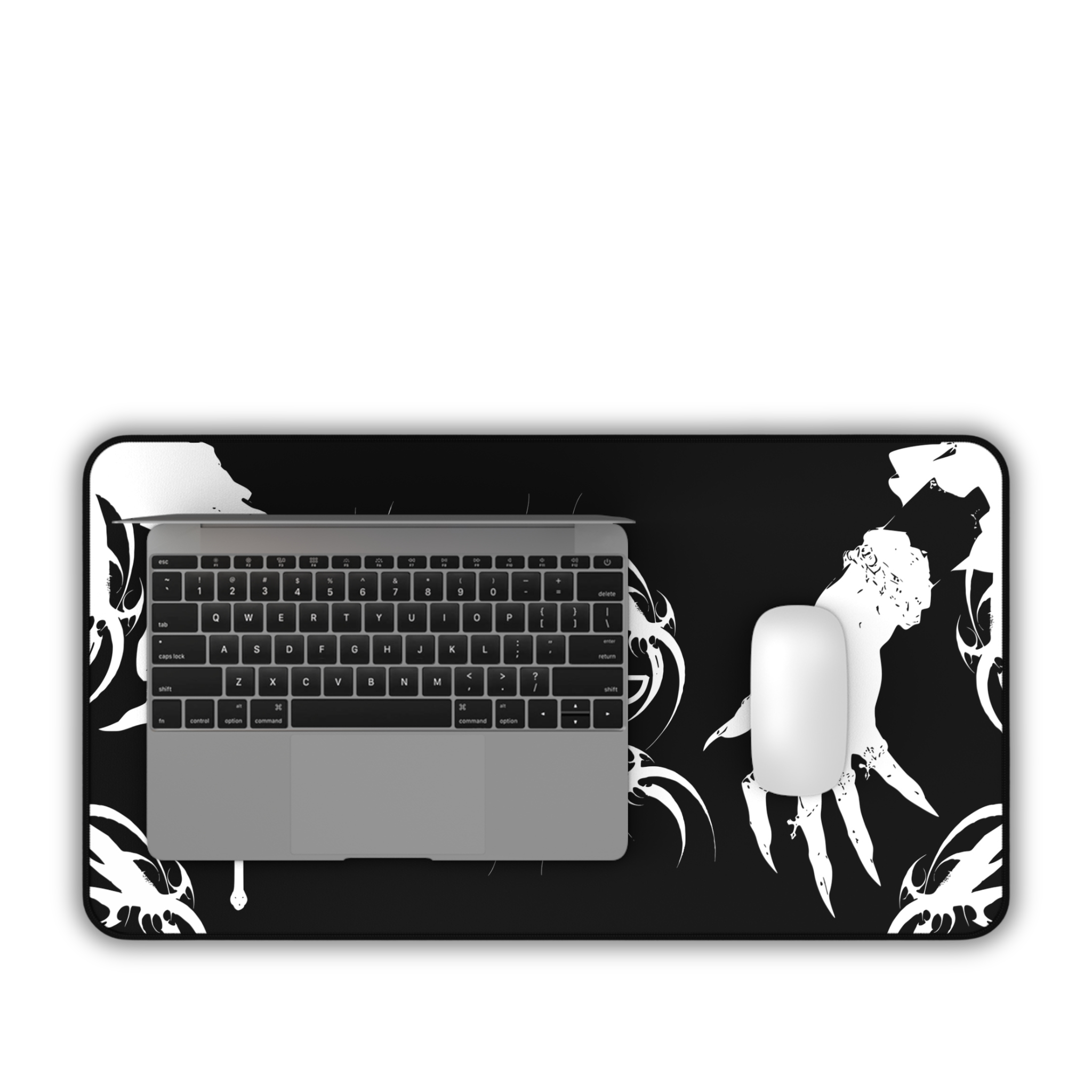 Japanese Hands – Black Desk Mat – Gothic Hand Illustration Mouse Pad