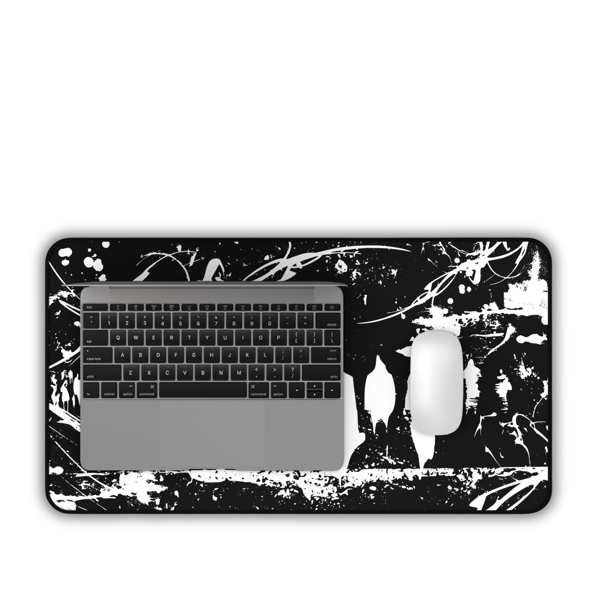 Silhouetted Crowds – Black Desk Mat – Abstract Ink Art Mouse Pad
