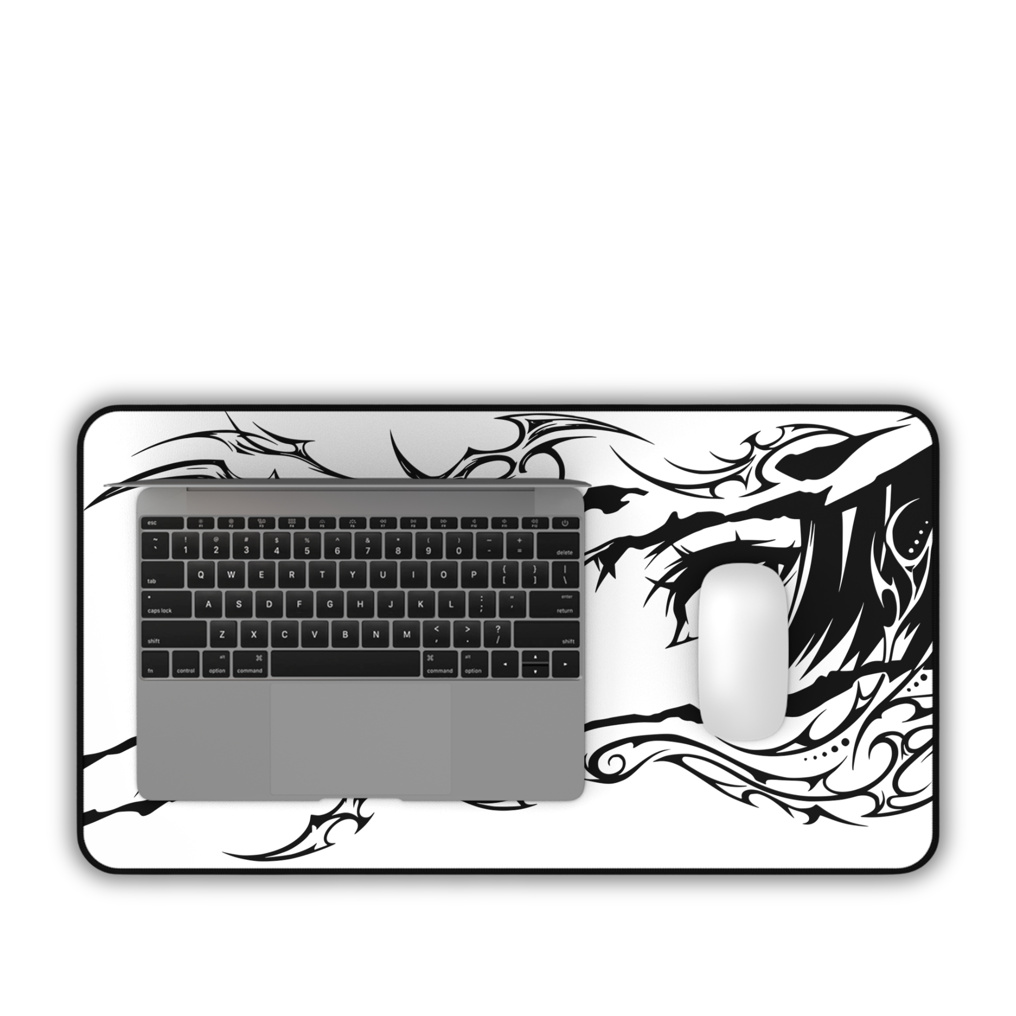 Monochrome Anime Eyes – White Desk Mat – Manga Eye Illustration Mouse Pad