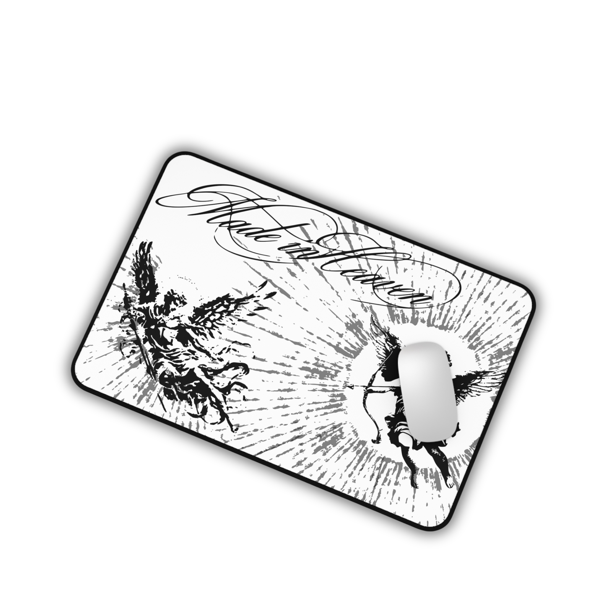 Cherub Angels – White Desk Mat – Vintage Baroque Celestial Mouse Pad