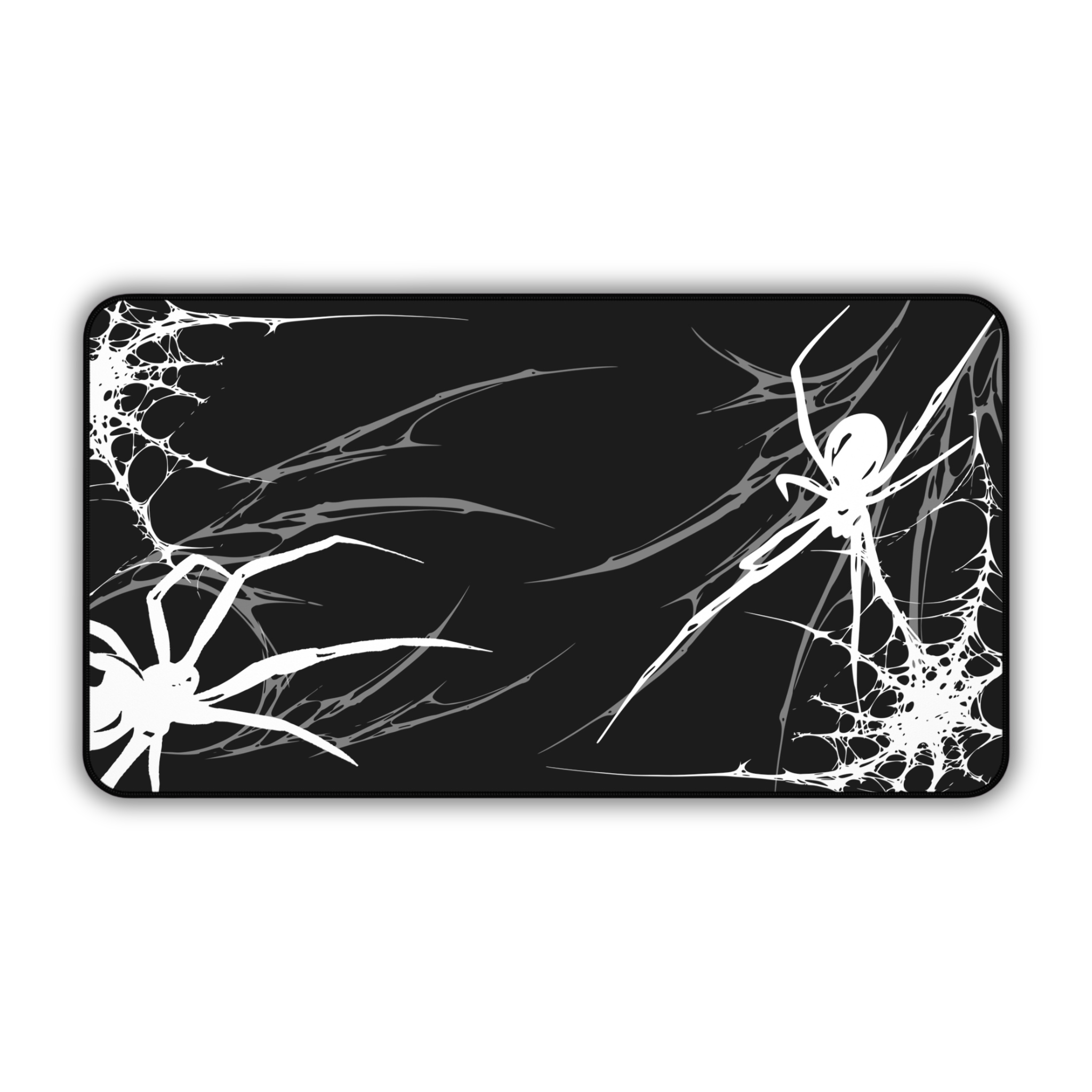 White Spider Web – Black Desk Mat – Gothic Spider Mouse Pad