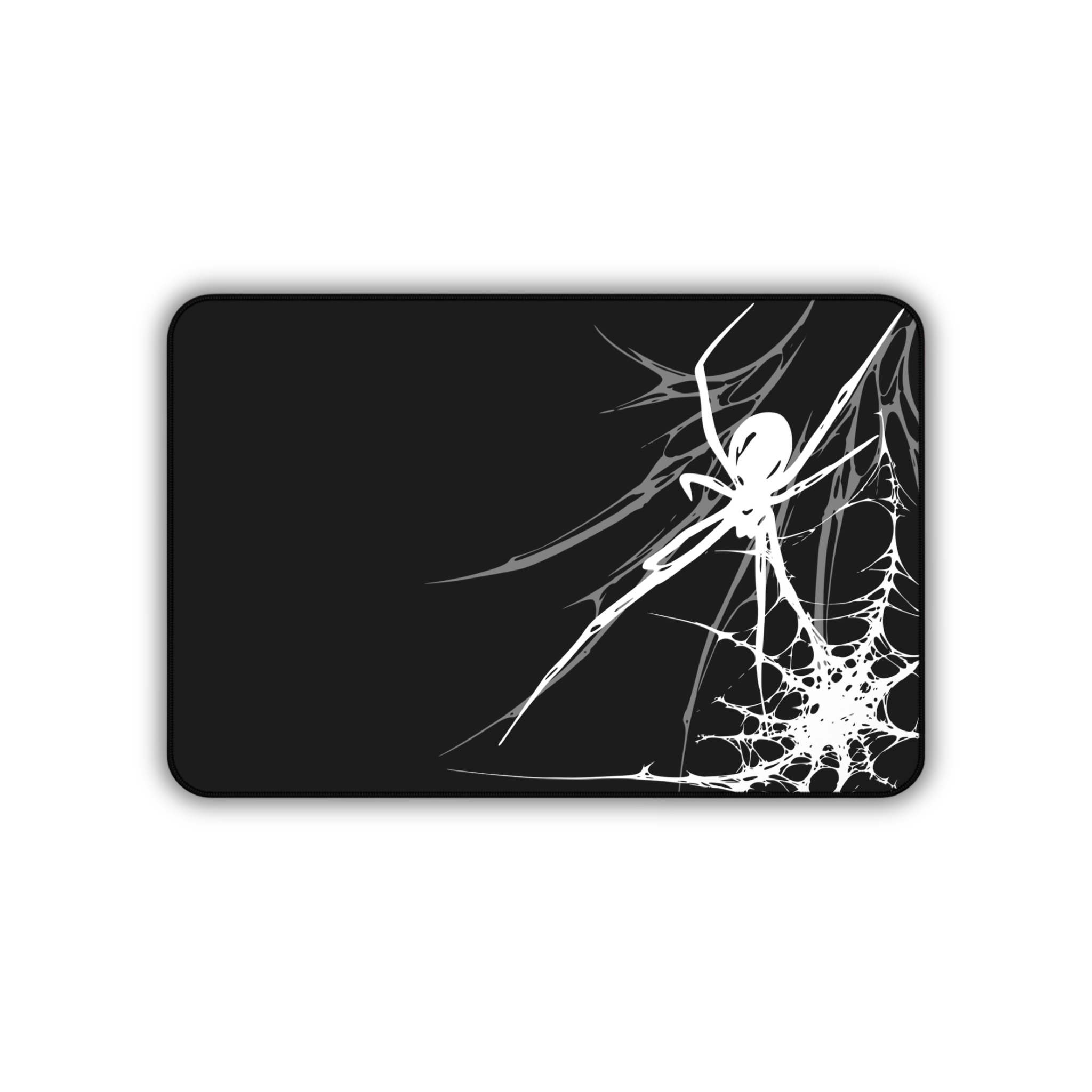 White Spider Web – Black Desk Mat – Gothic Spider Mouse Pad