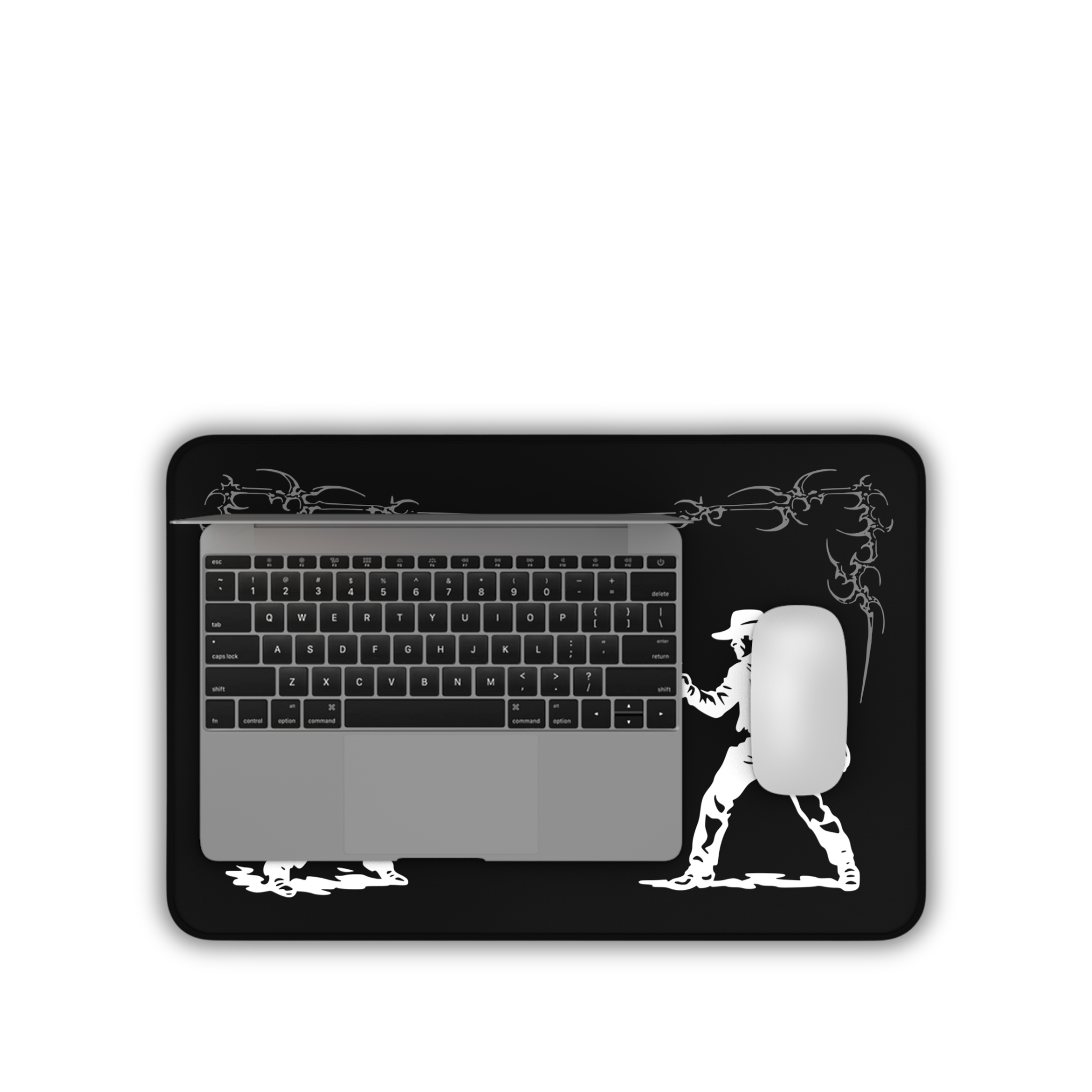 Western Showdown – Black Desk Mat – Cowboy Duel Mouse Pad