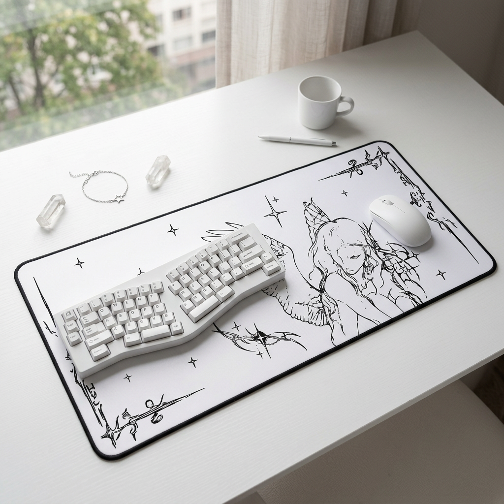 Captured Stars – White Desk Mat – Celestial Mouse Pad